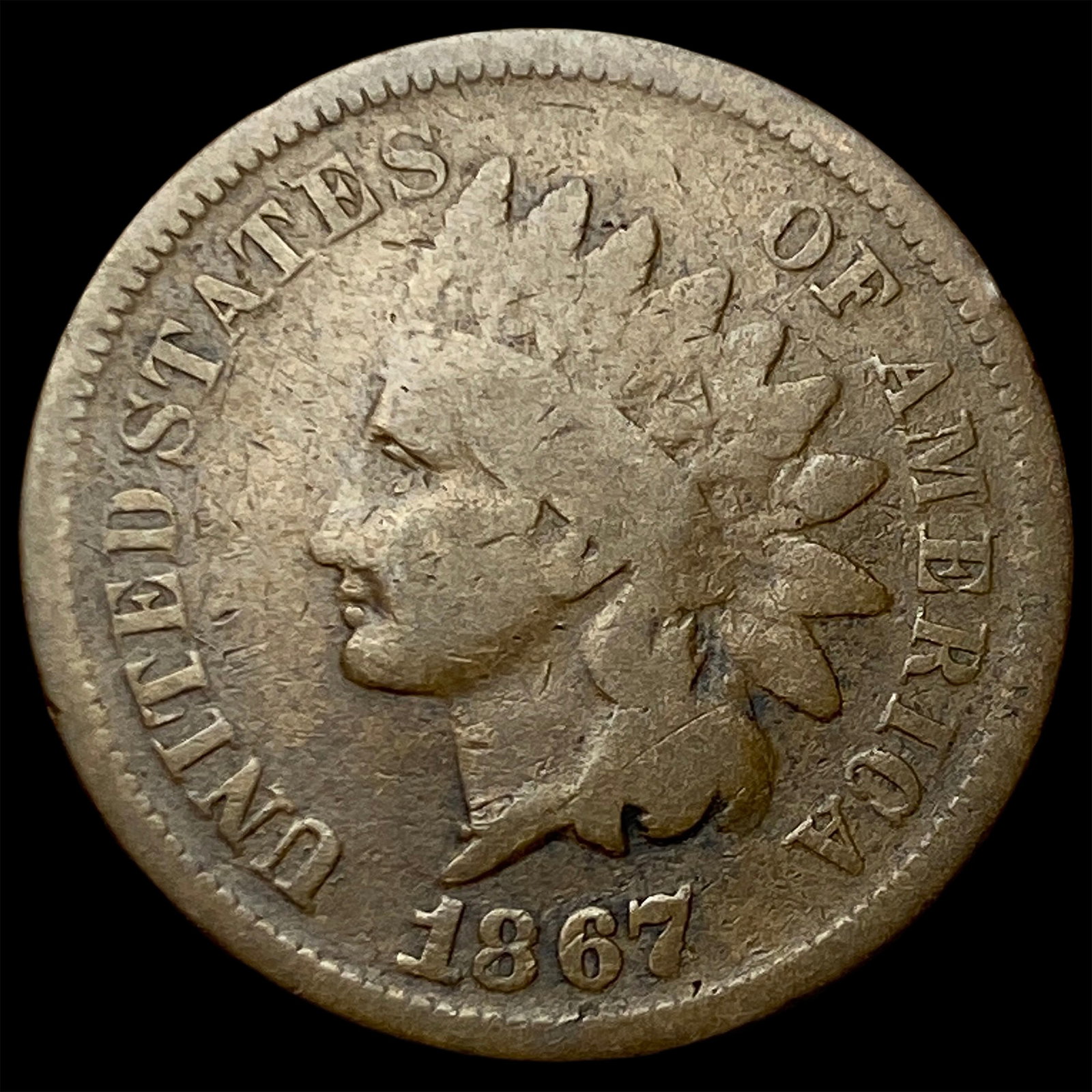 1867 Indian Head Cent NICELY CIRCULATED (1 of 2)