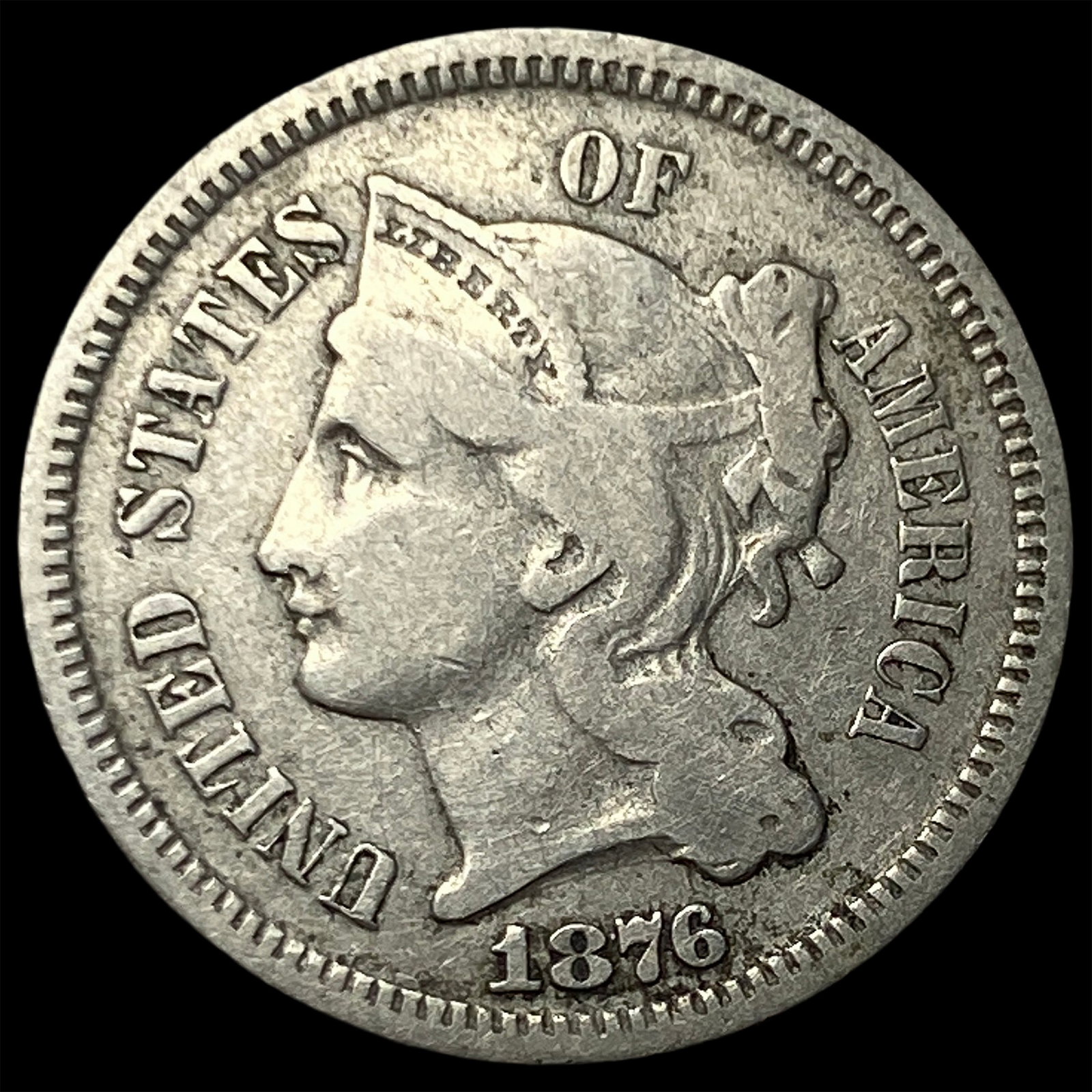 1876 Nickel Three-Cent Piece NEARLY UNCIRCULATED (1 of 2)