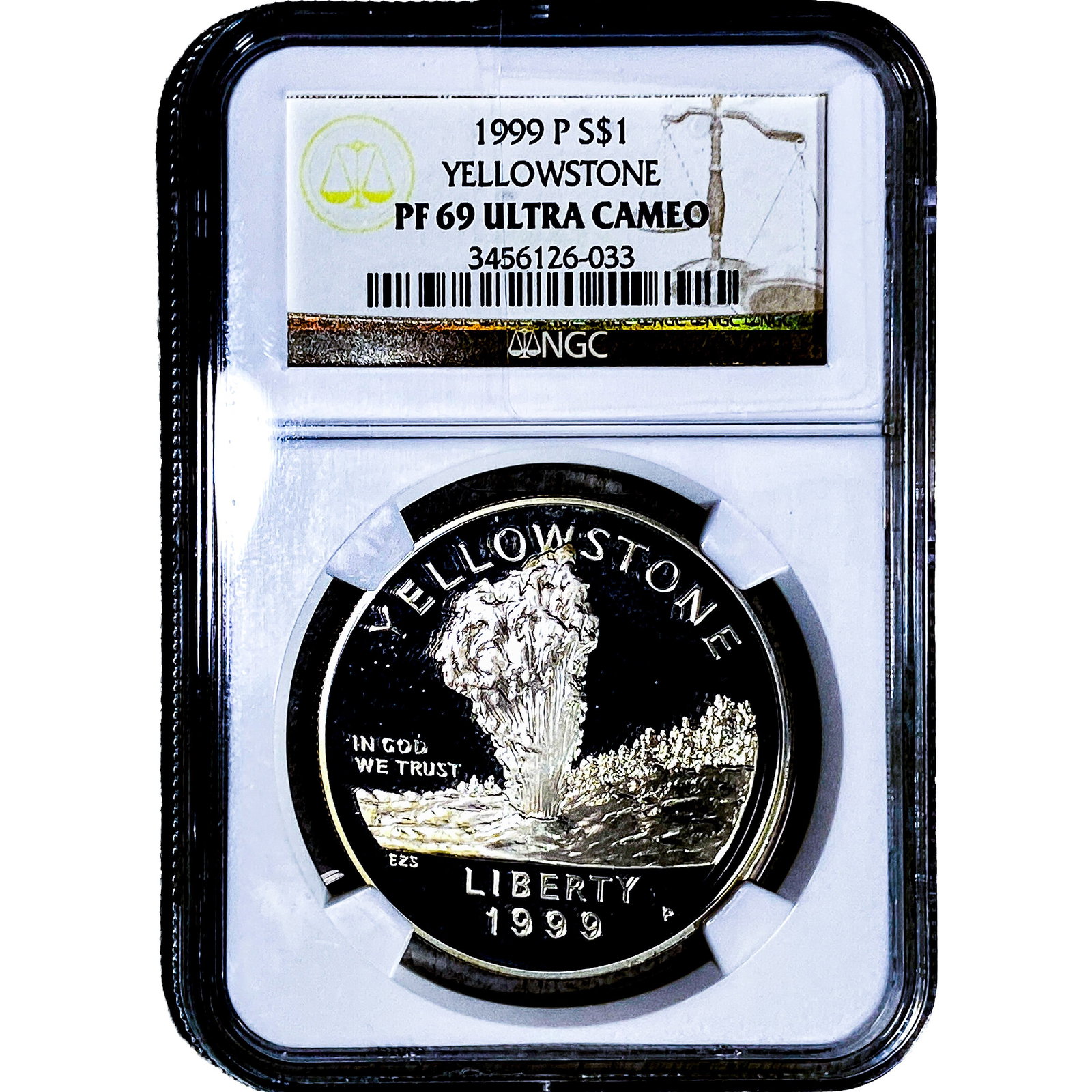 1999-P Yellowstone Silver $1 .7734oz ASW NGC PF69: 1999-P Yellowstone Silver $1 .7734oz ASW NGC PF69