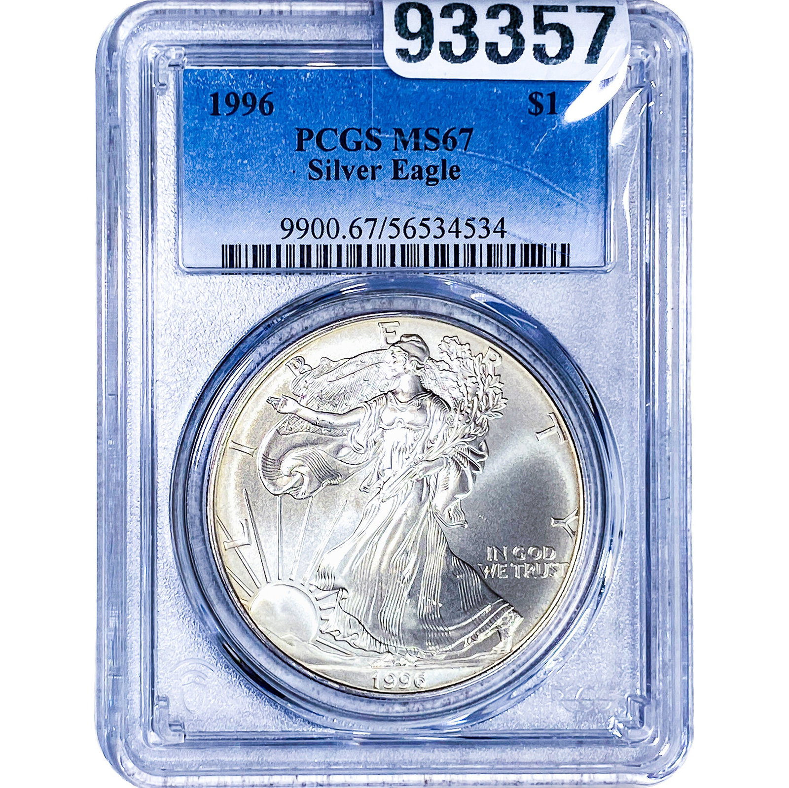 1996 Silver Eagle PCGS MS67: 1996 Silver Eagle PCGS MS67