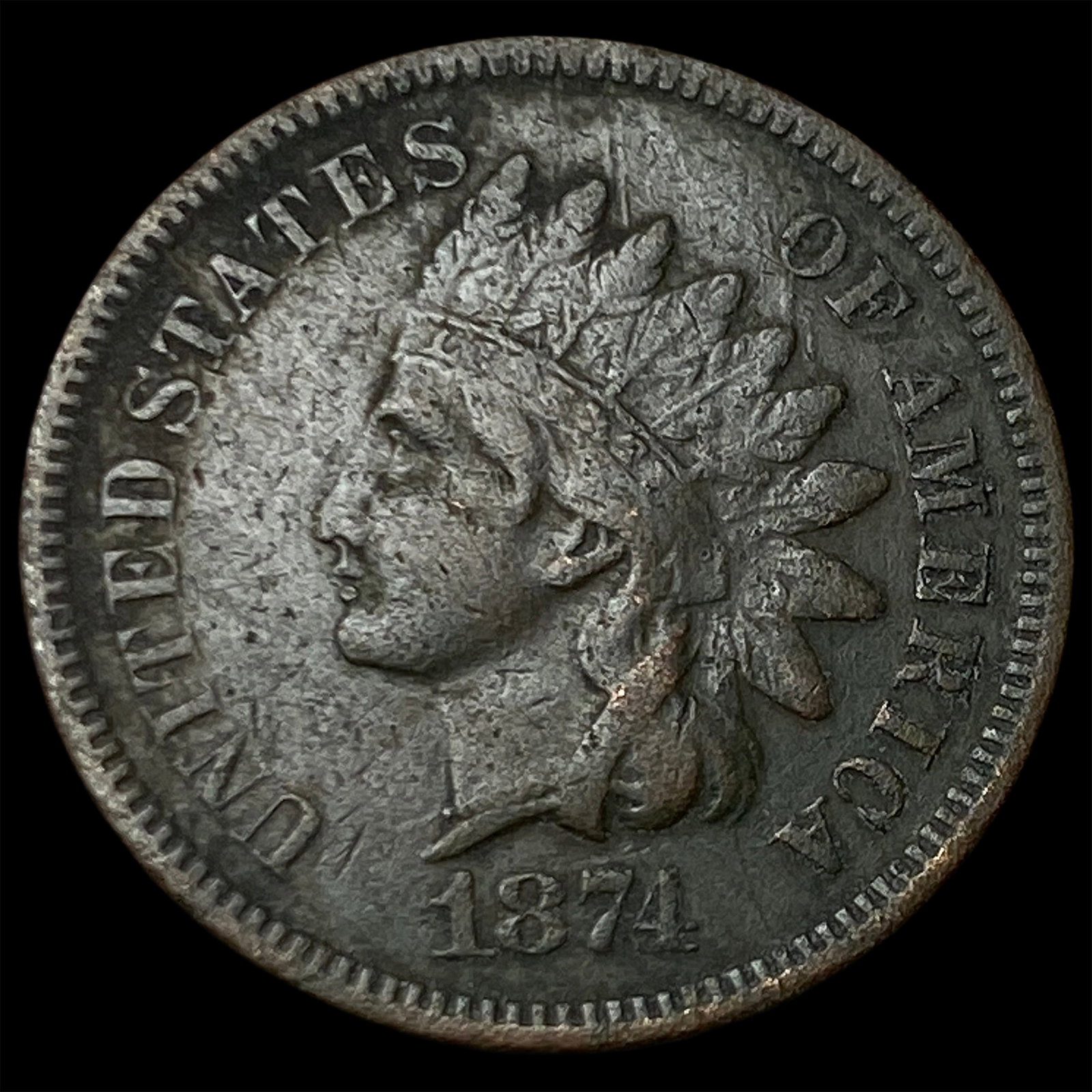 1874 Indian Head Cent NEARLY UNCIRCULATED (1 of 2)