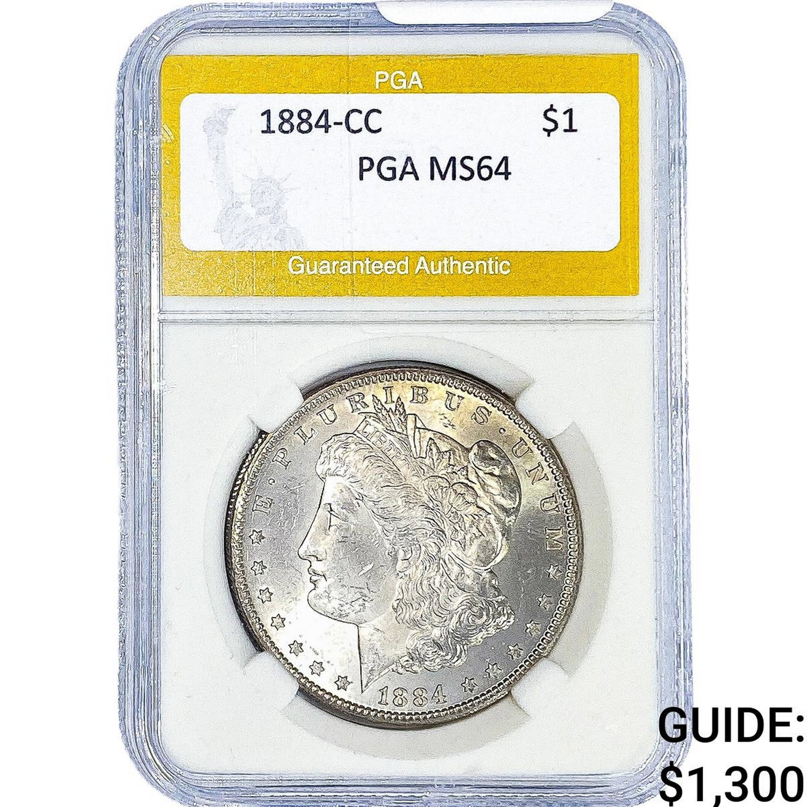 1884-CC Morgan Silver Dollar PGA MS64: 1884-CC Morgan Silver Dollar PGA MS64