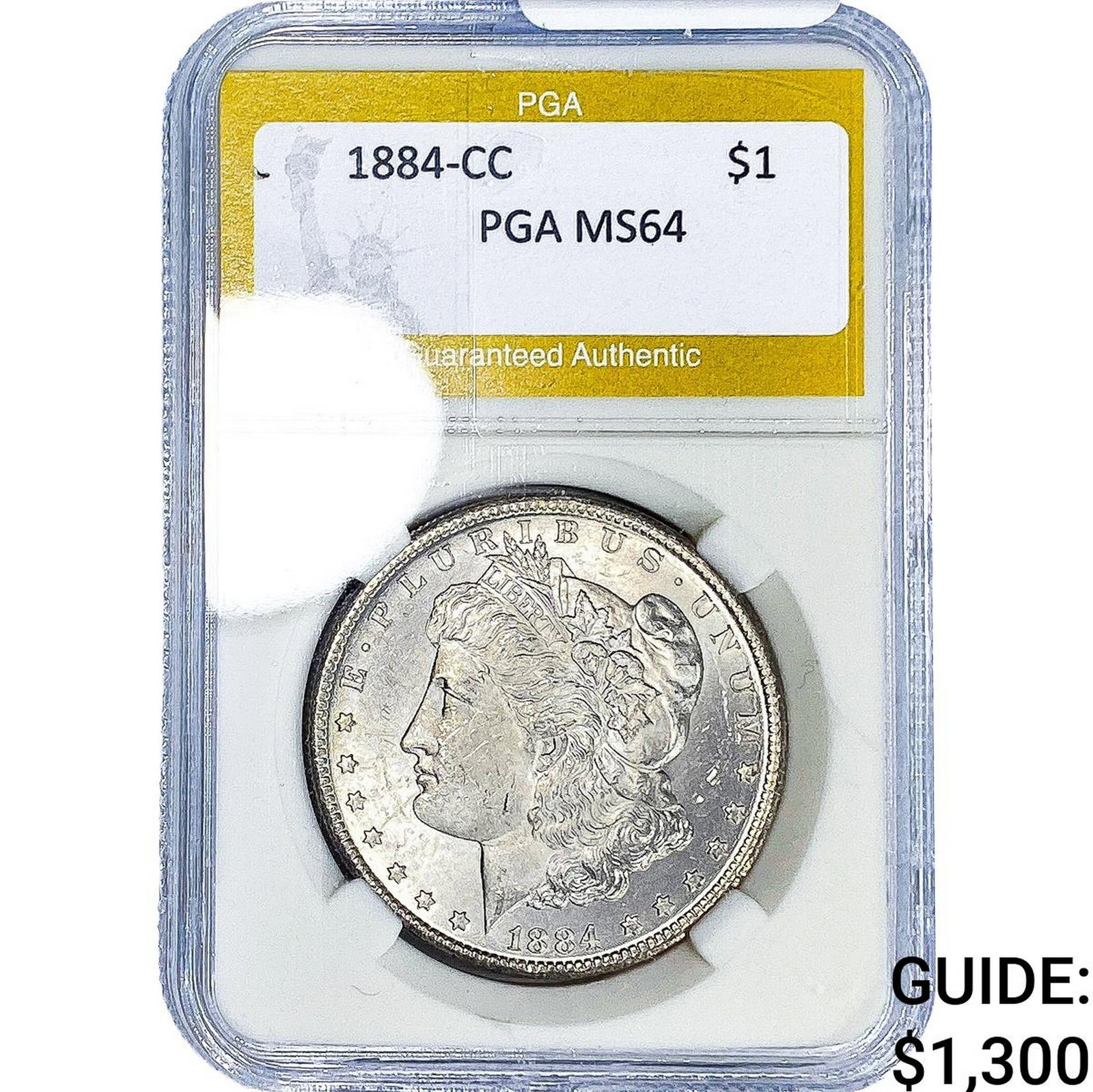 1884-CC Morgan Silver Dollar PGA MS64: 1884-CC Morgan Silver Dollar PGA MS64