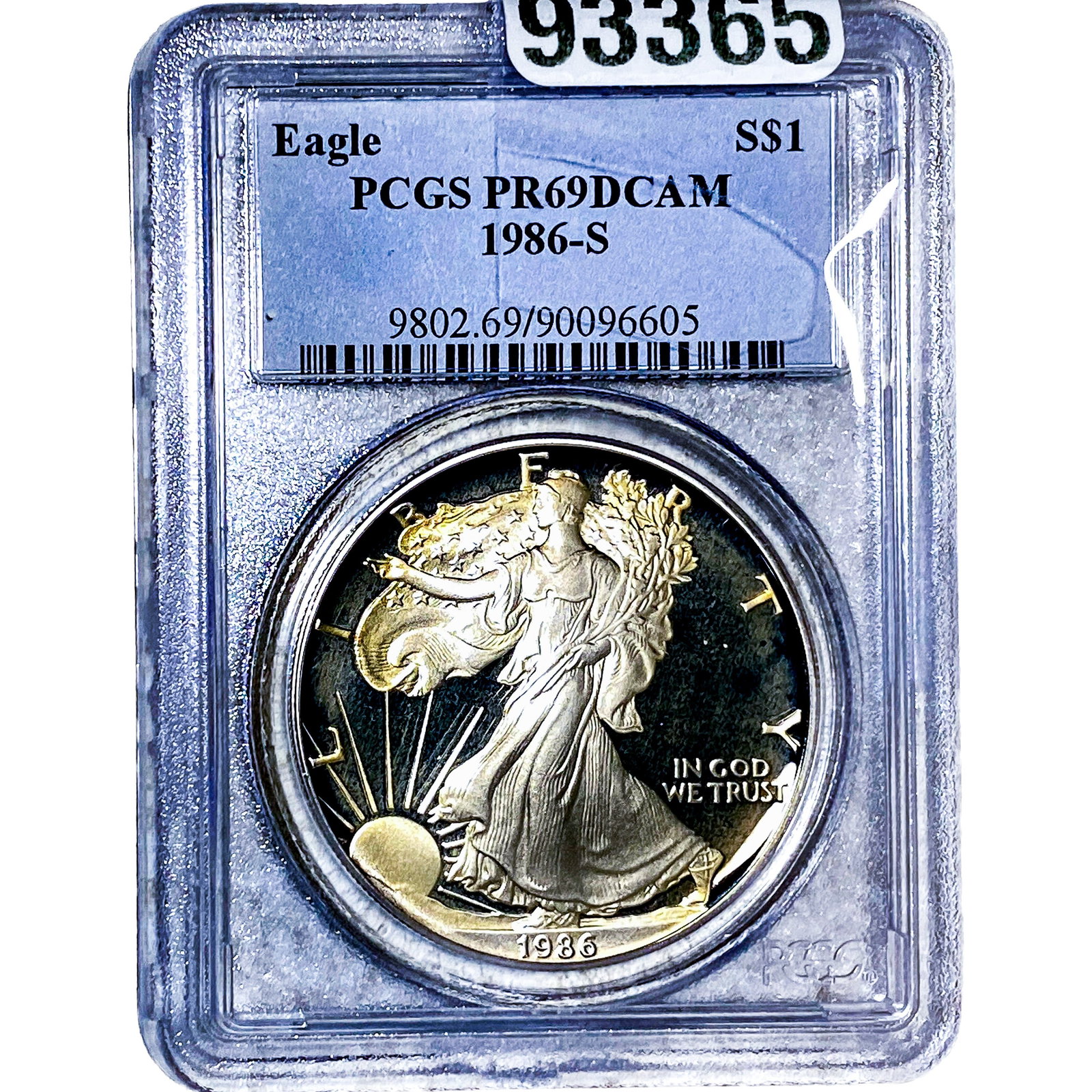 1986-S Silver Eagle PCGS PR69 DCAM: 1986-S Silver Eagle PCGS PR69 DCAM