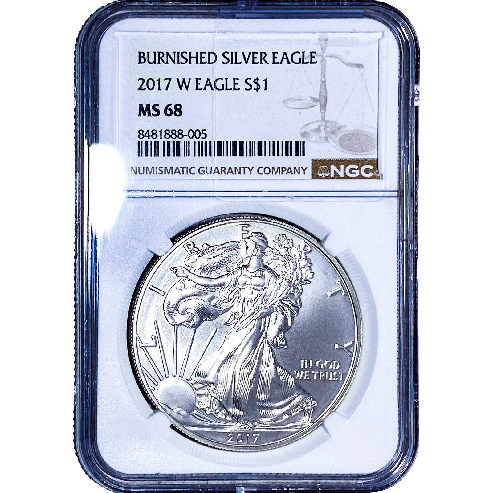 2017 Silver Eagle NGC MS68 Burnished: 2017 Silver Eagle NGC MS68 Burnished