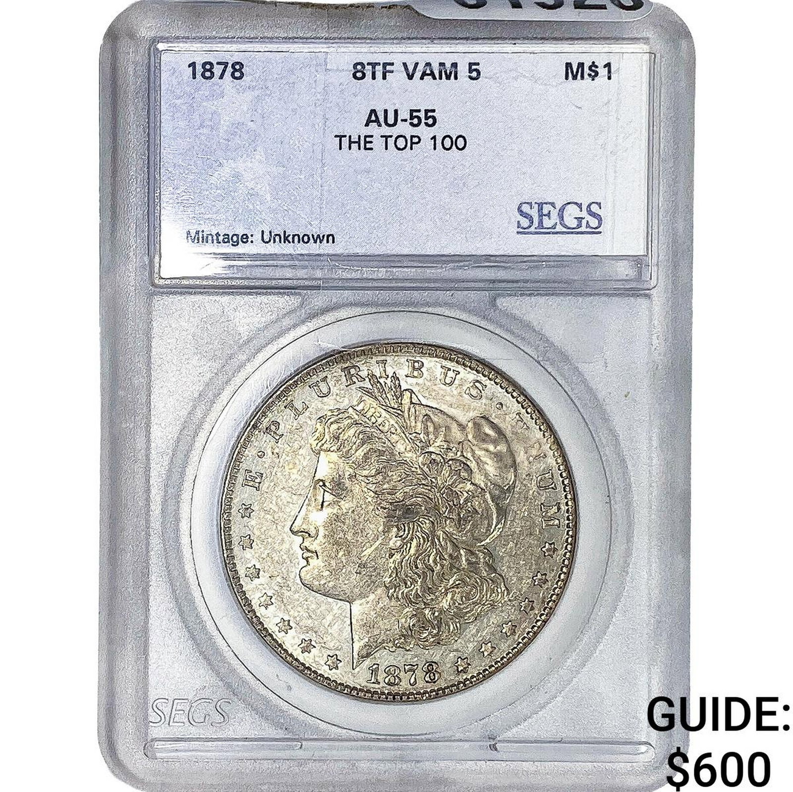 1878 8TF Morgan Silver Dollar SEGS AU55: 1878 8TF Morgan Silver Dollar SEGS AU55