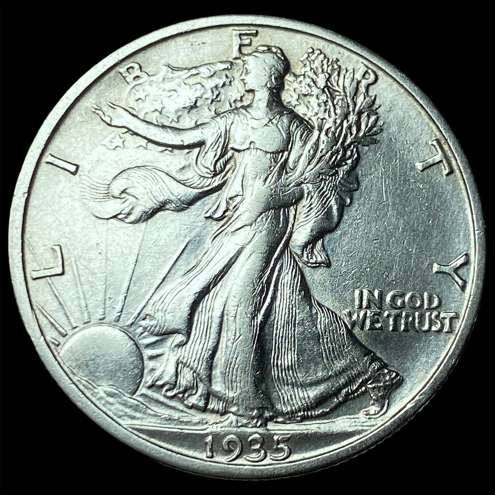 1935-S Silver Walking Liberty Half Dollar CLOSELY UNCIRCULATED (1 of 2)