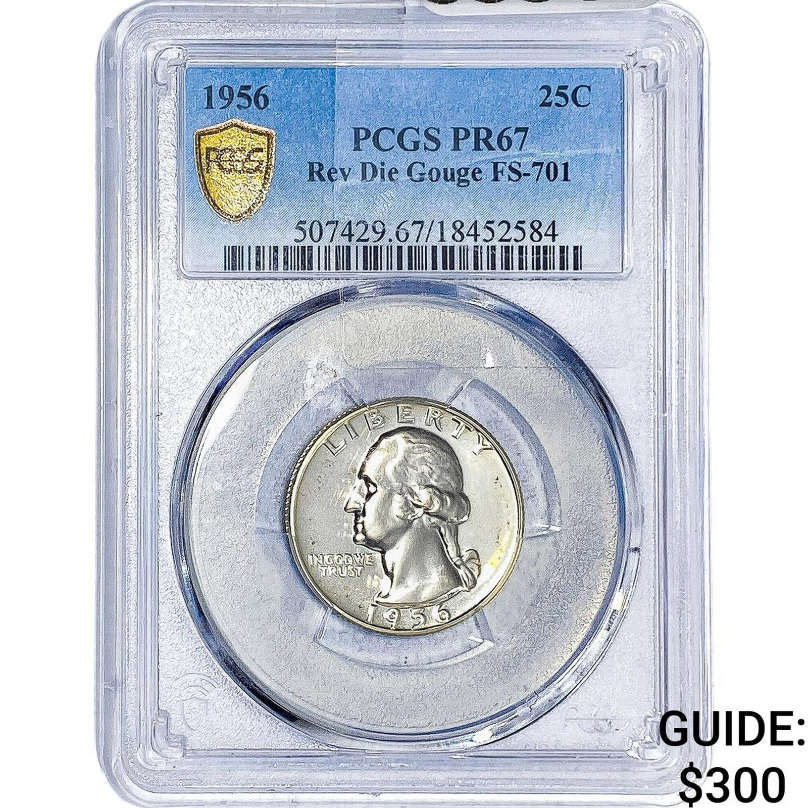1956 Washington Silver Quarter PCGS PR67 FS-701: 1956 Washington Silver Quarter PCGS PR67 FS-701