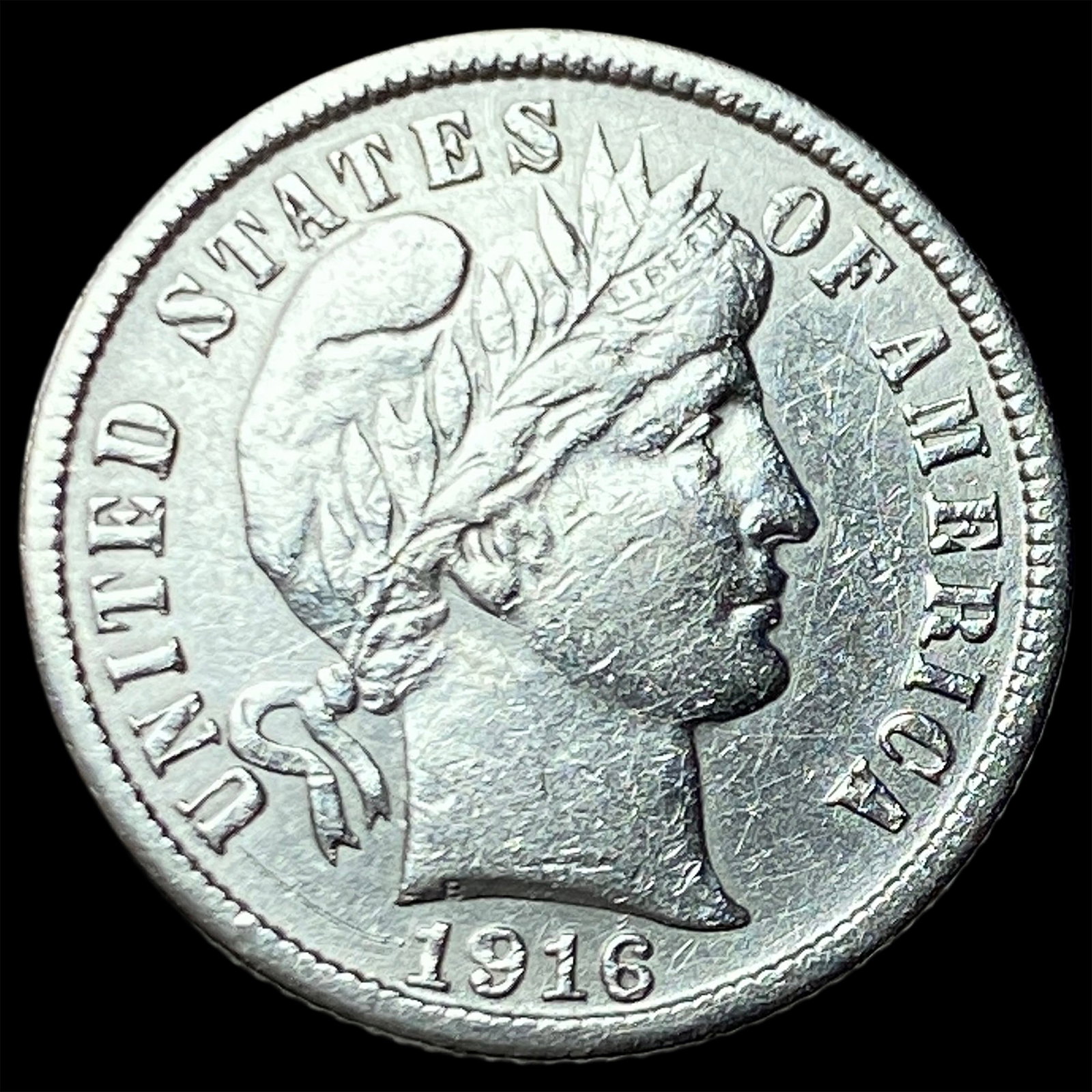 1916-S Silver Barber Dime CLOSELY UNCIRCULATED: 1916-S Silver Barber Dime CLOSELY UNCIRCULATED