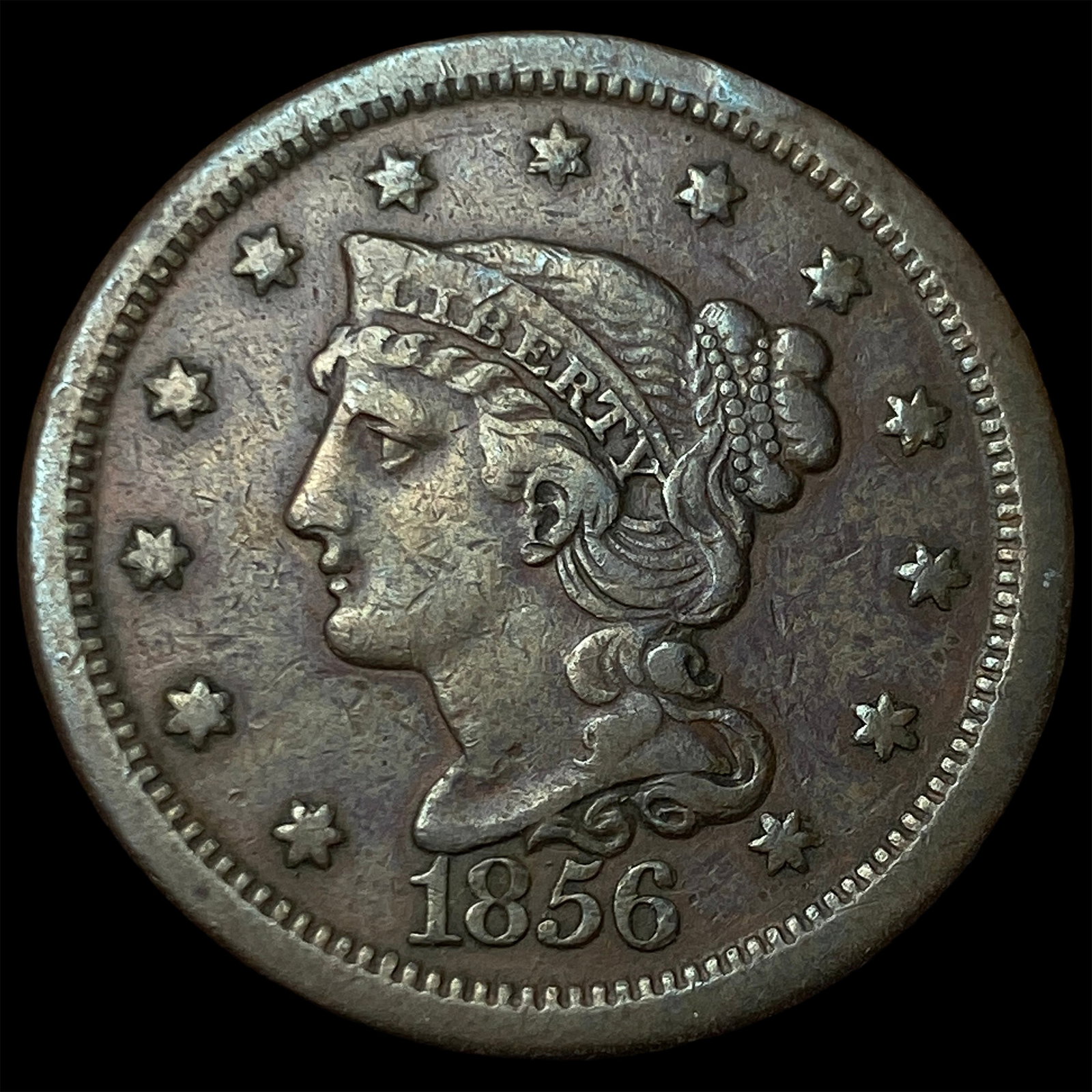 1856 Braided Hair Large Cent NEARLY UNCIRCULATED: 1856 Braided Hair Large Cent NEARLY UNCIRCULATED