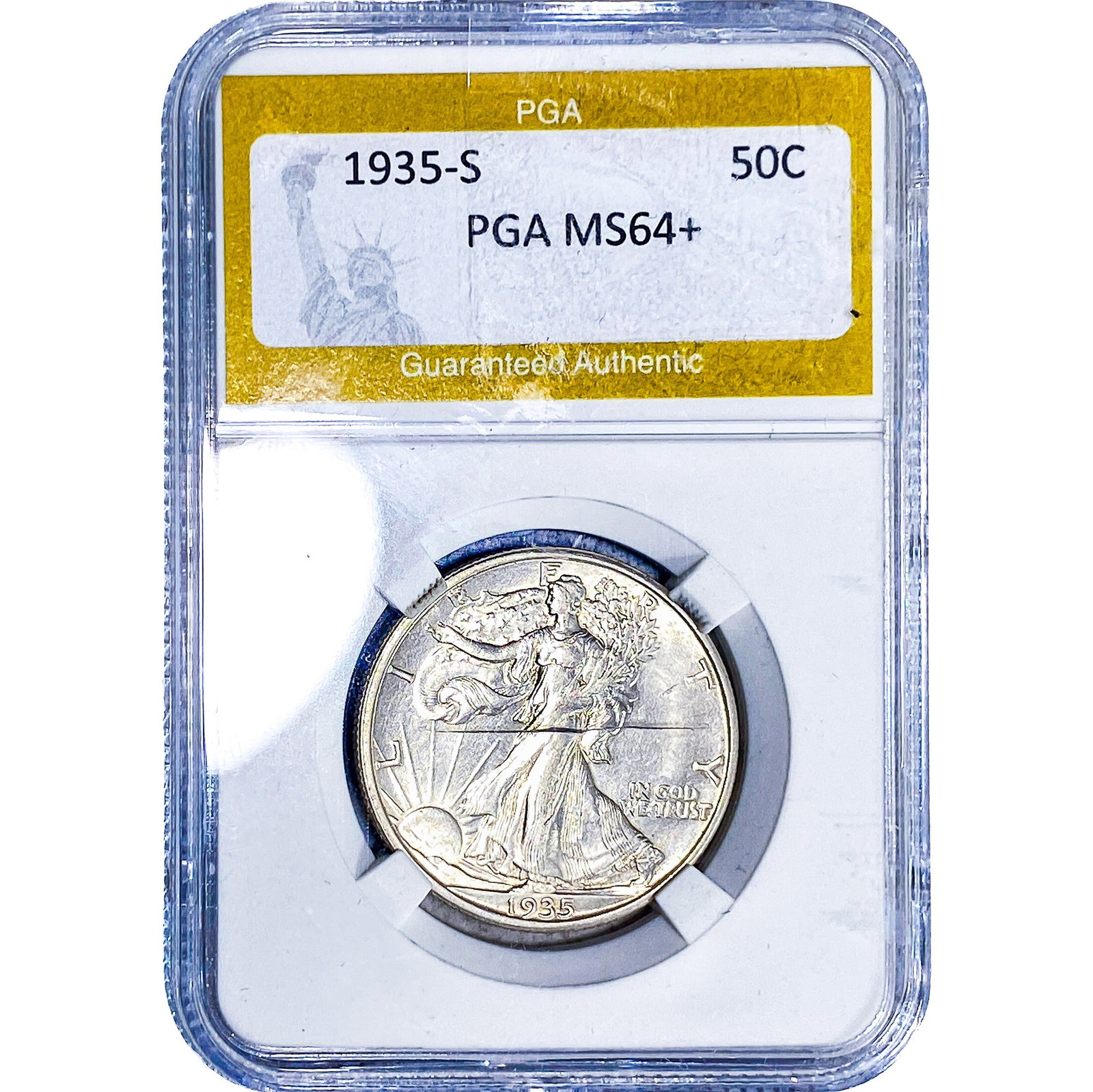 1935-S Walking Liberty Half Dollar PGA MS64+: 1935-S Walking Liberty Half Dollar PGA MS64+