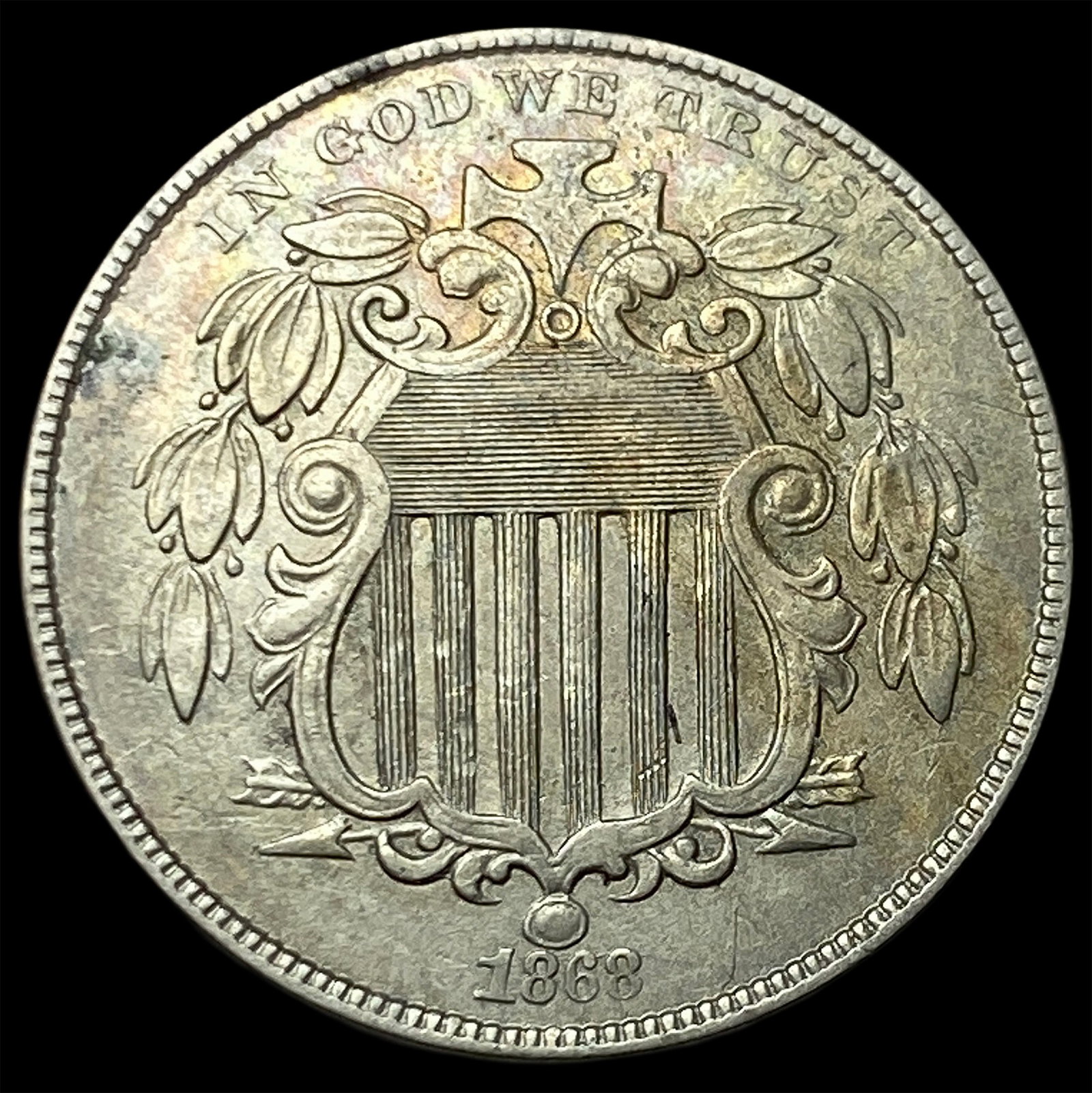 1868 Shield Nickel CLOSELY UNCIRCULATED: 1868 Shield Nickel CLOSELY UNCIRCULATED