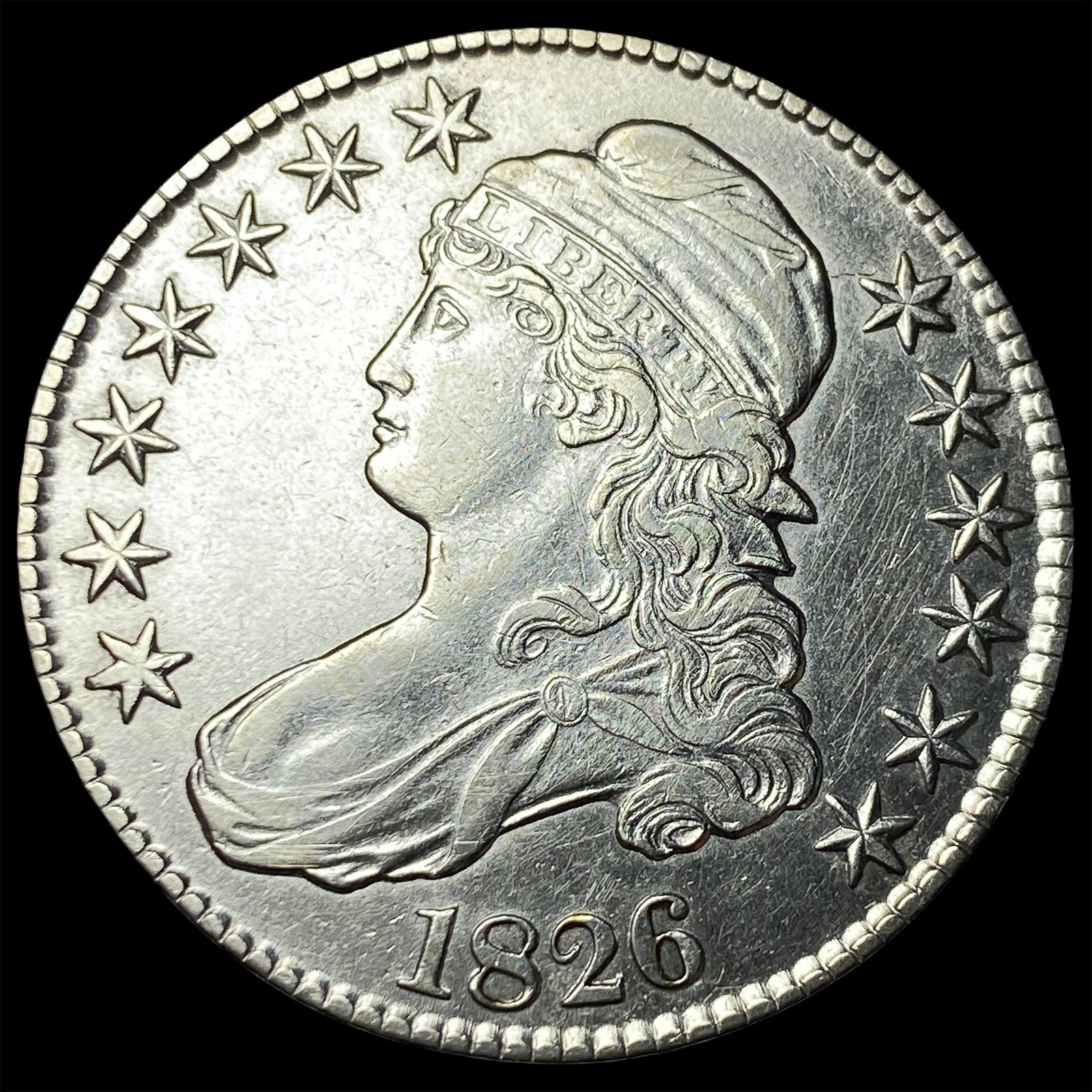 1826 Capped Bust Half Dollar CLOSELY UNCIRCULATED: 1826 Capped Bust Half Dollar CLOSELY UNCIRCULATED