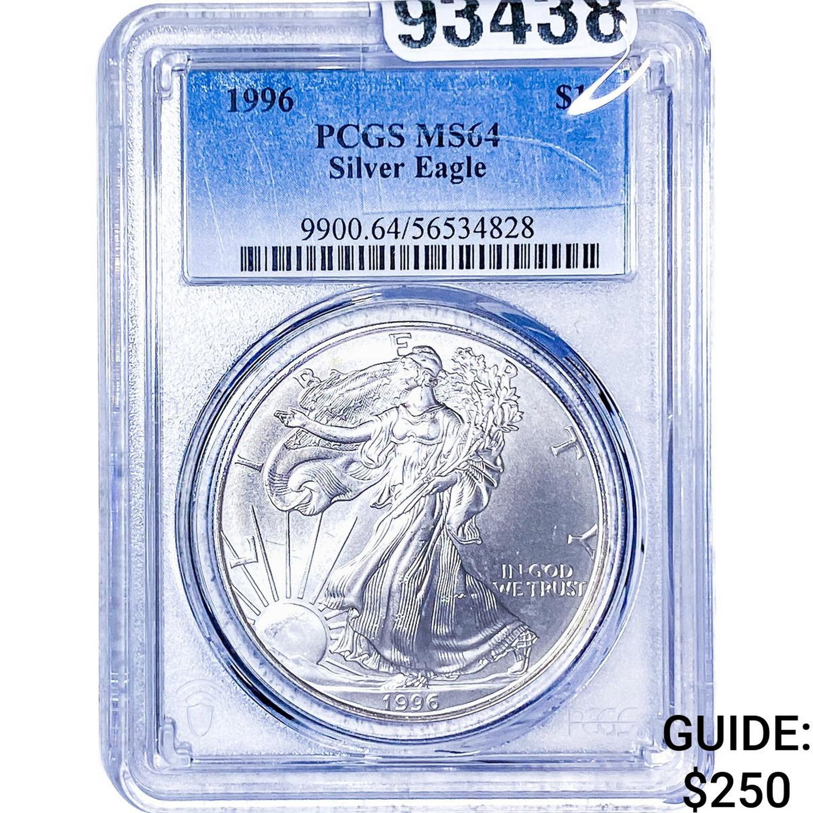 1996 Silver Eagle PCGS MS64: 1996 Silver Eagle PCGS MS64
