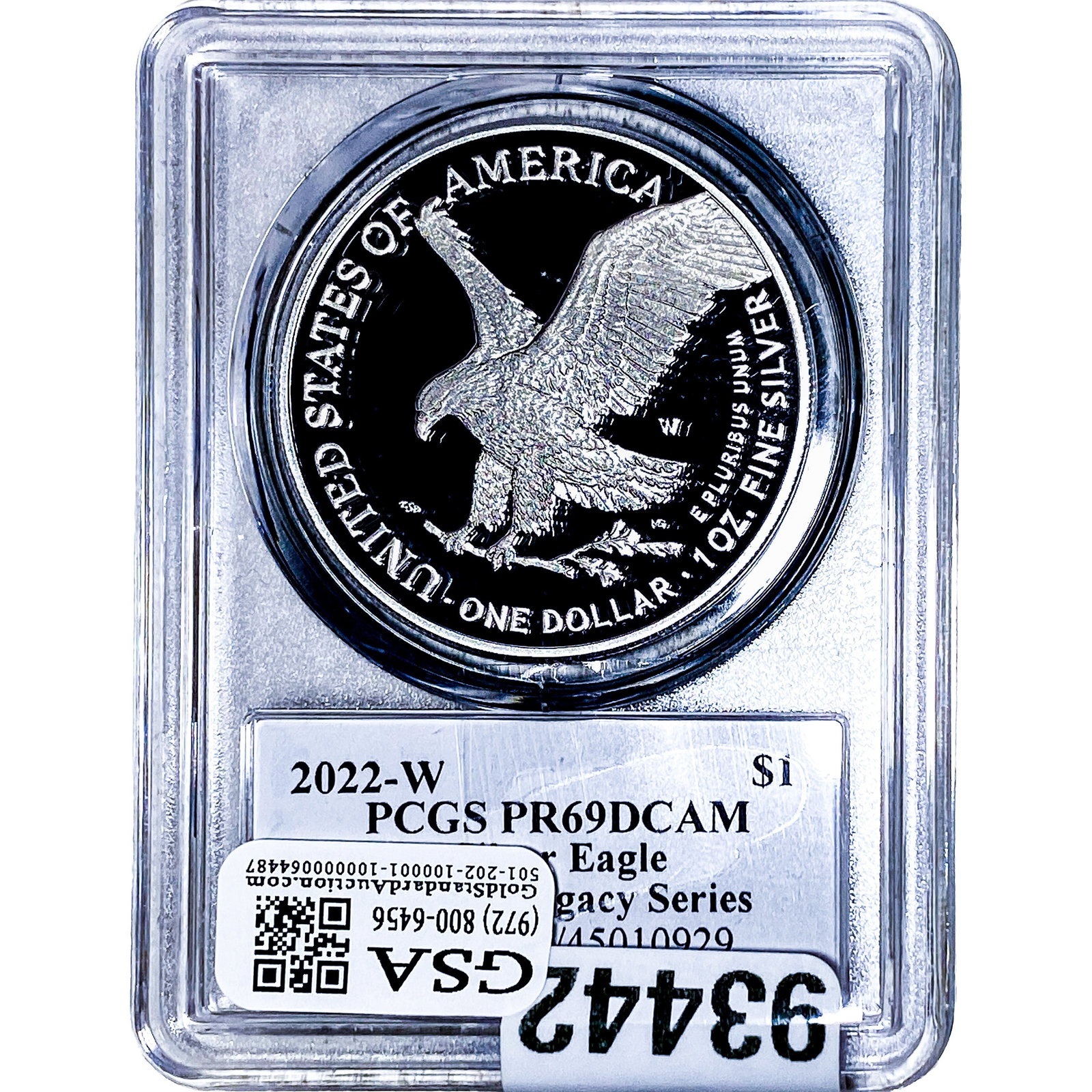 2022-W Silver Eagle PCGS PR69 DCAM: 2022-W Silver Eagle PCGS PR69 DCAM