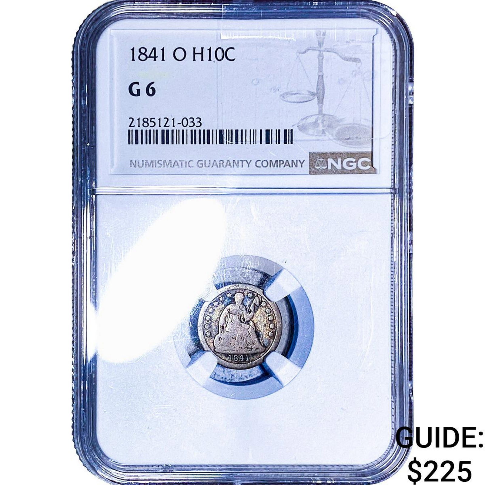 1841-O Seated Liberty Half Dime NGC G6: 1841-O Seated Liberty Half Dime NGC G6