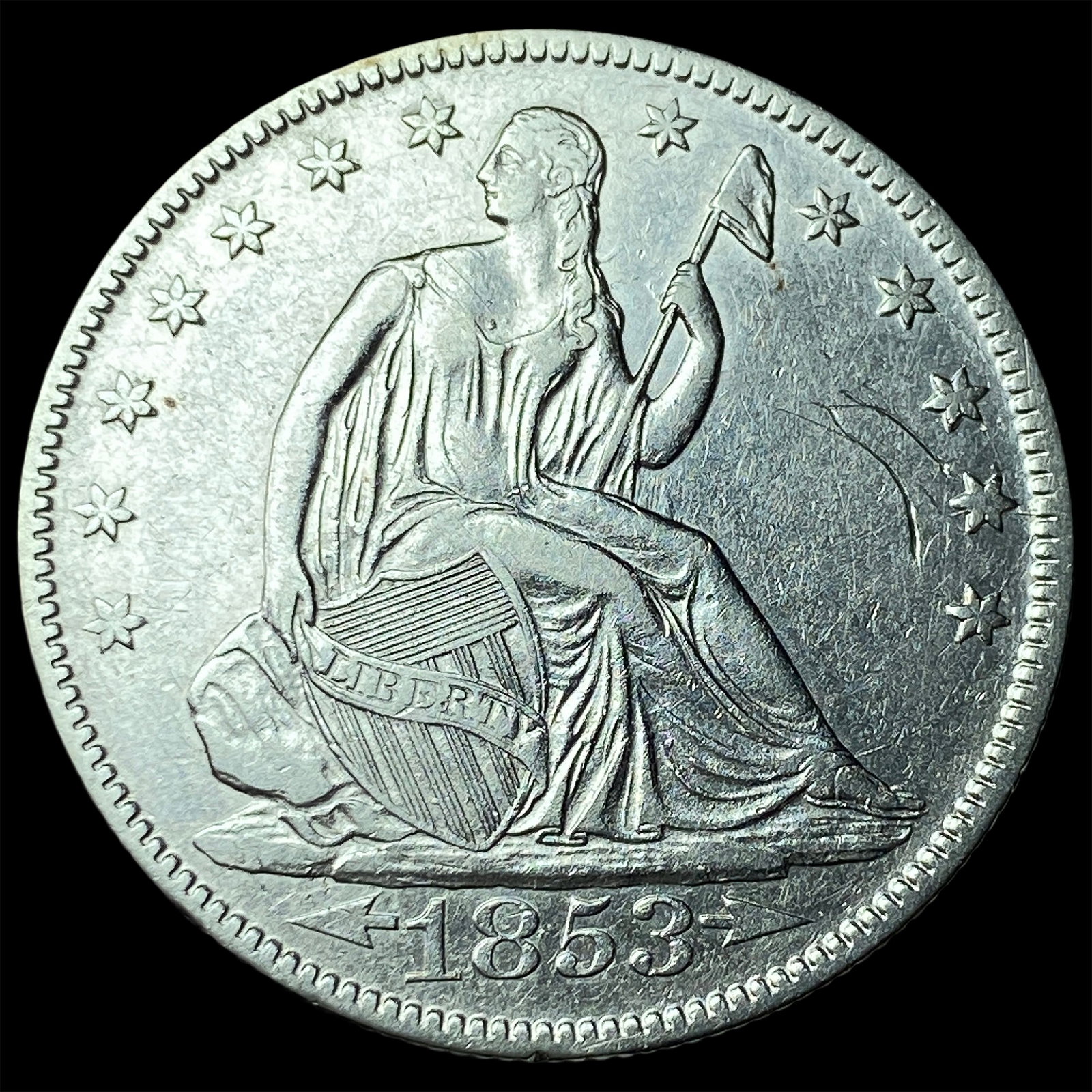 1853-O Arrows/Rays Seated Liberty Half Dollar CLOSELY UNCIRCULATED (1 of 2)