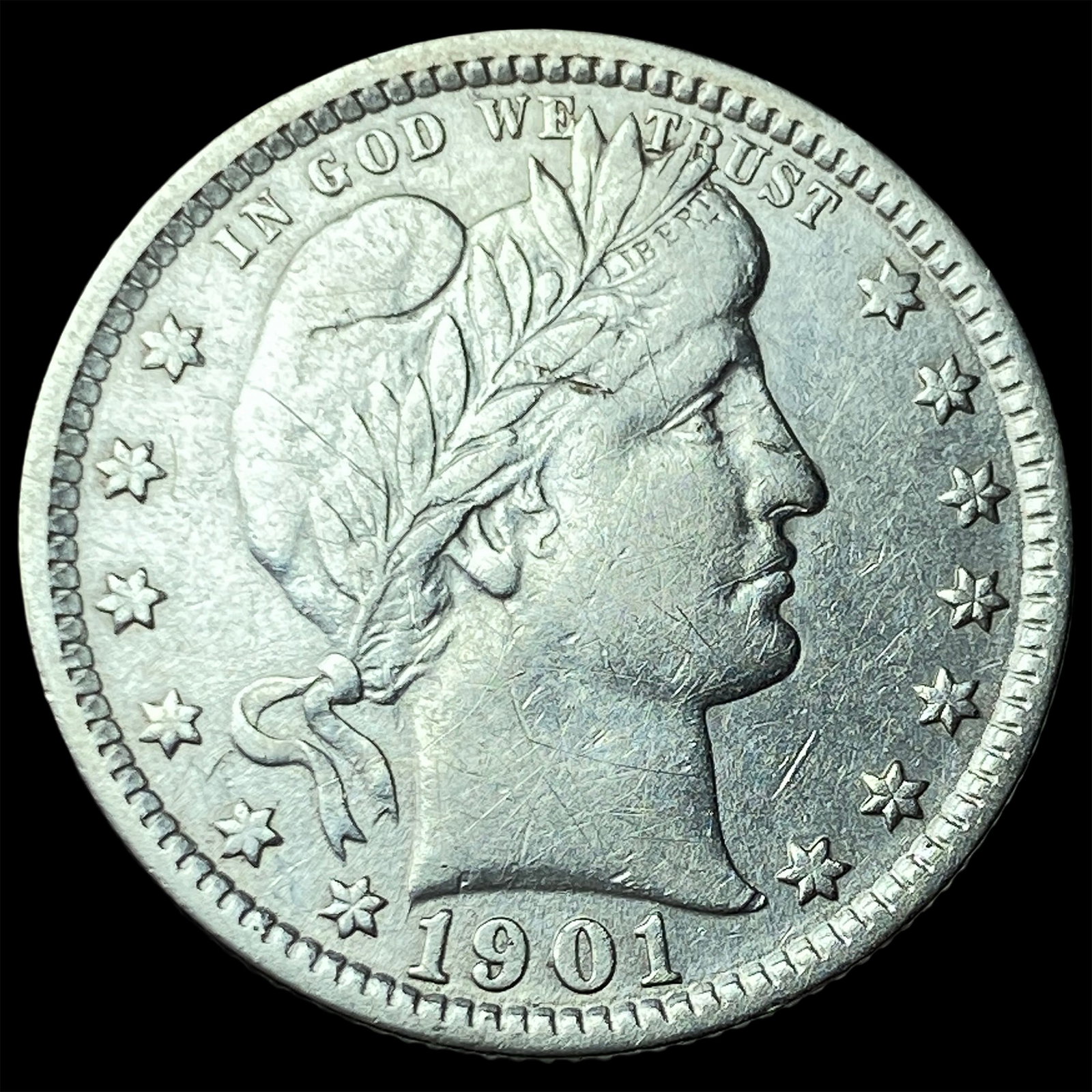 1901 Barber Silver Quarter NEARLY UNCIRCULATED (1 of 2)