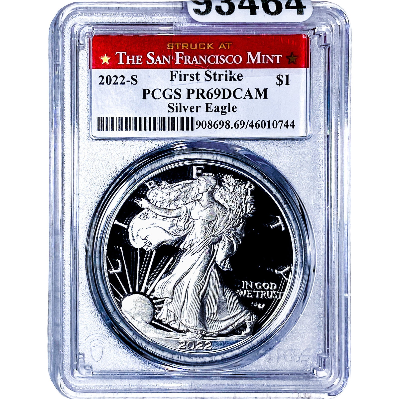 2022-S Silver Eagle PCGS PR69 DCAM: 2022-S Silver Eagle PCGS PR69 DCAM