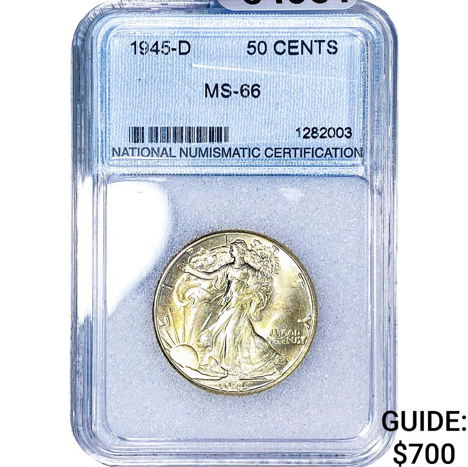 1945-D Walking Liberty Half Dollar NNC MS66: 1945-D Walking Liberty Half Dollar NNC MS66