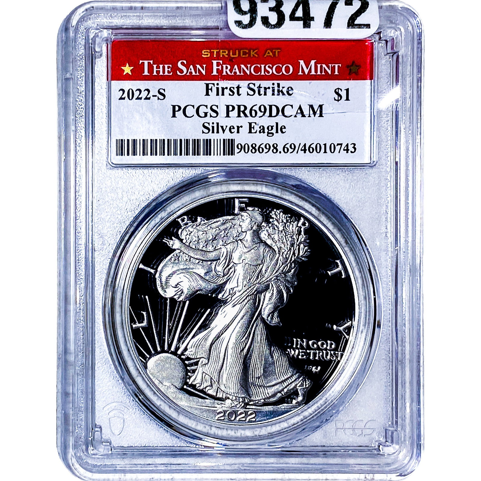 2022-S Silver Eagle PCGS PR69 DCAM: 2022-S Silver Eagle PCGS PR69 DCAM
