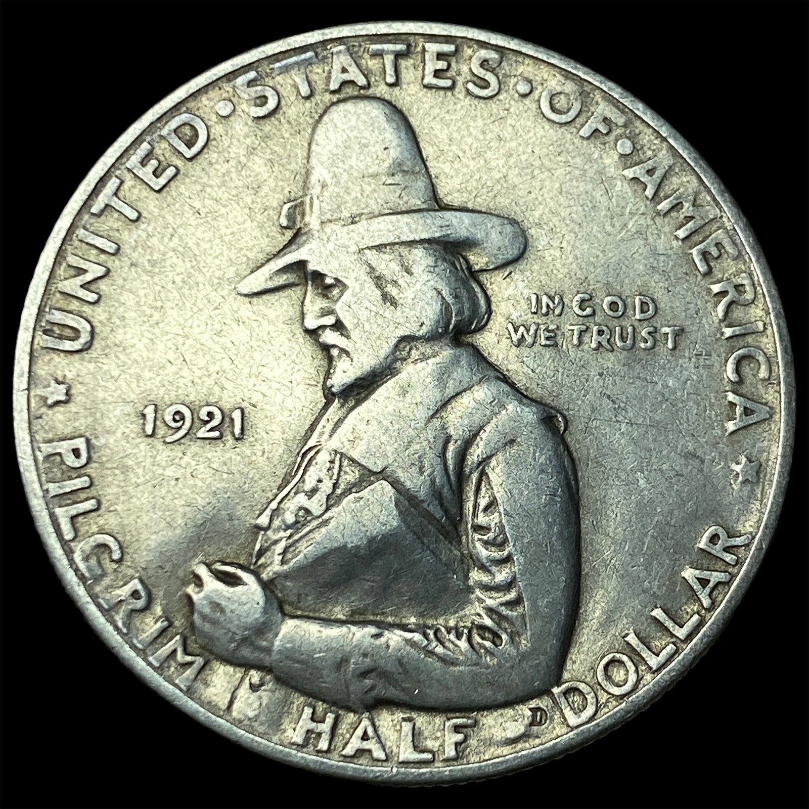 1921 Silver Half Dollar Pilgrim Tercentenary LIGHTLY CIRCULATED (1 of 2)