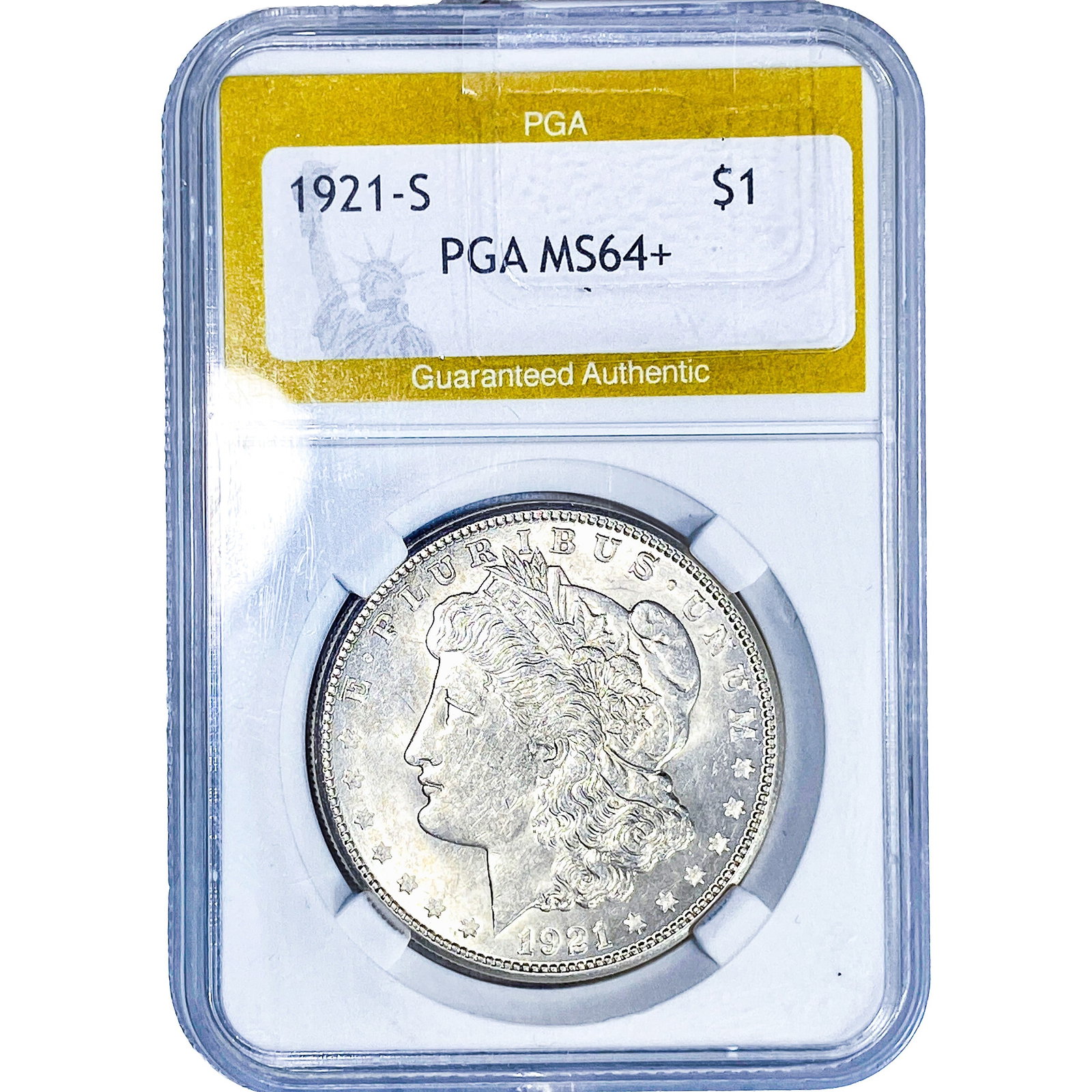 1921-S Morgan Silver Dollar PGA MS64+: 1921-S Morgan Silver Dollar PGA MS64+
