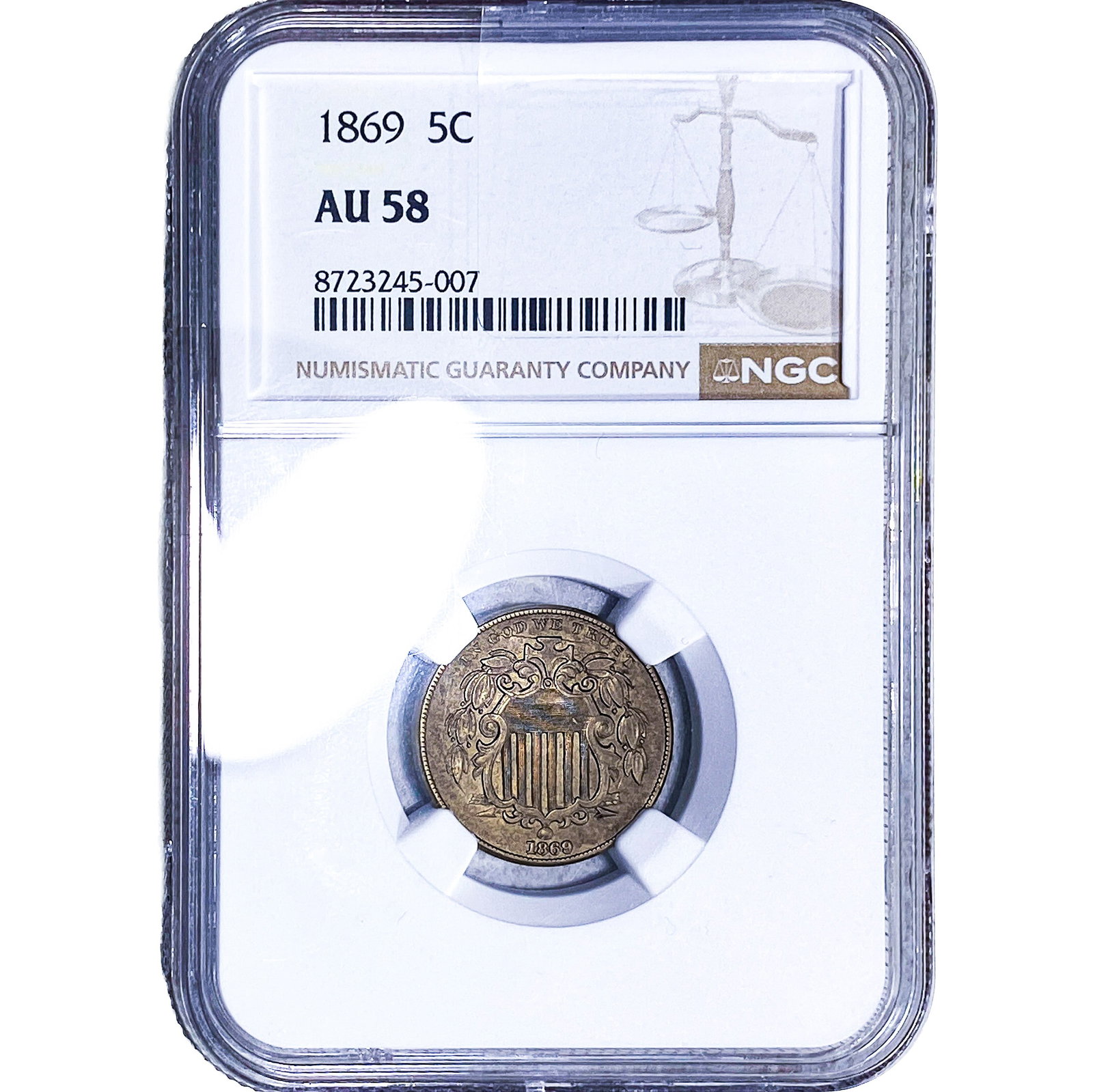 1869 Shield Nickel NGC AU58 (1 of 2)