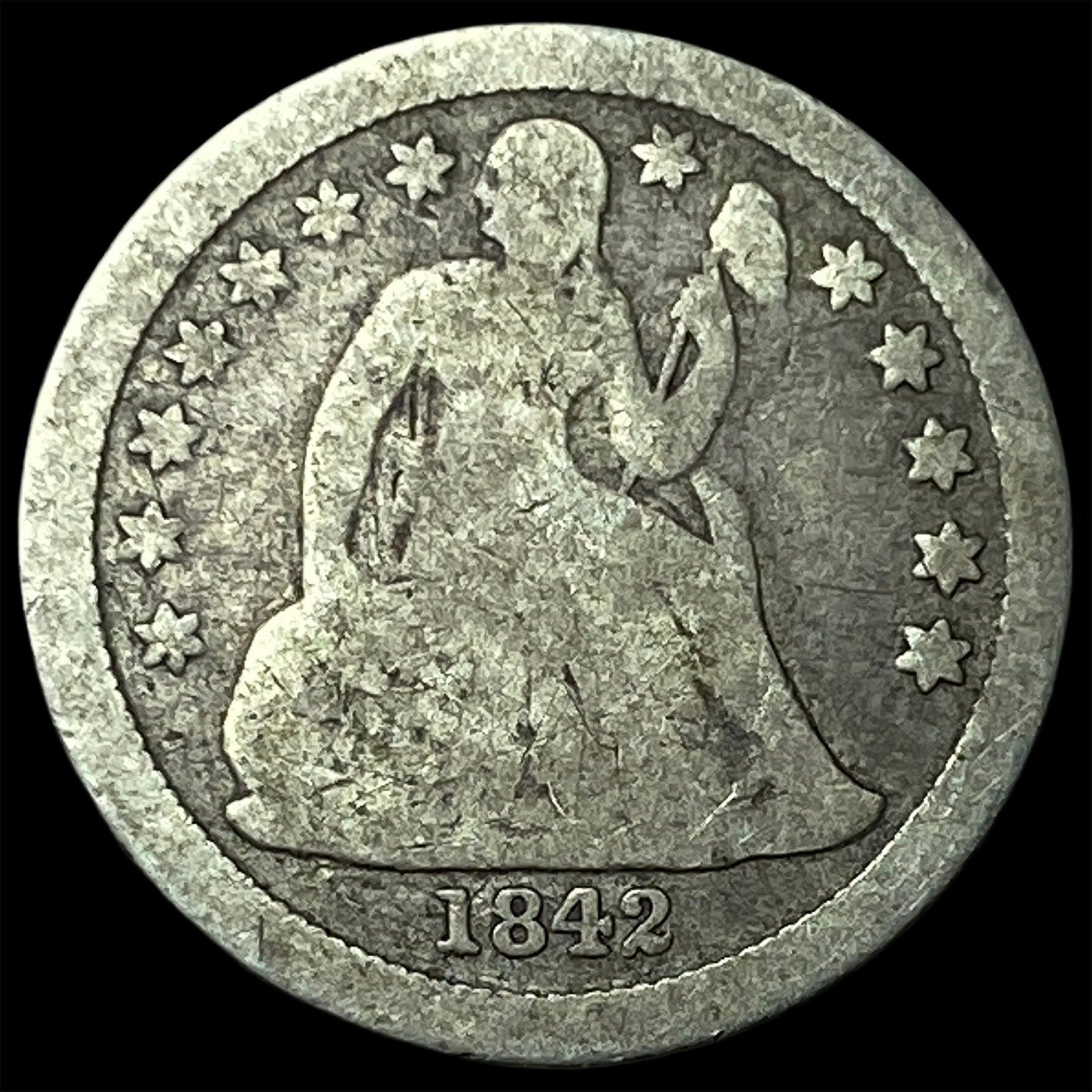 1842 Seated Liberty Dime NICELY CIRCULATED (1 of 2)