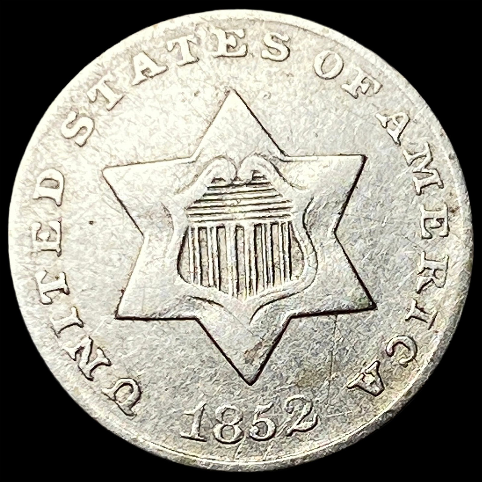 1852 Silver Three-Cent Piece NEARLY UNCIRCULATED (1 of 2)