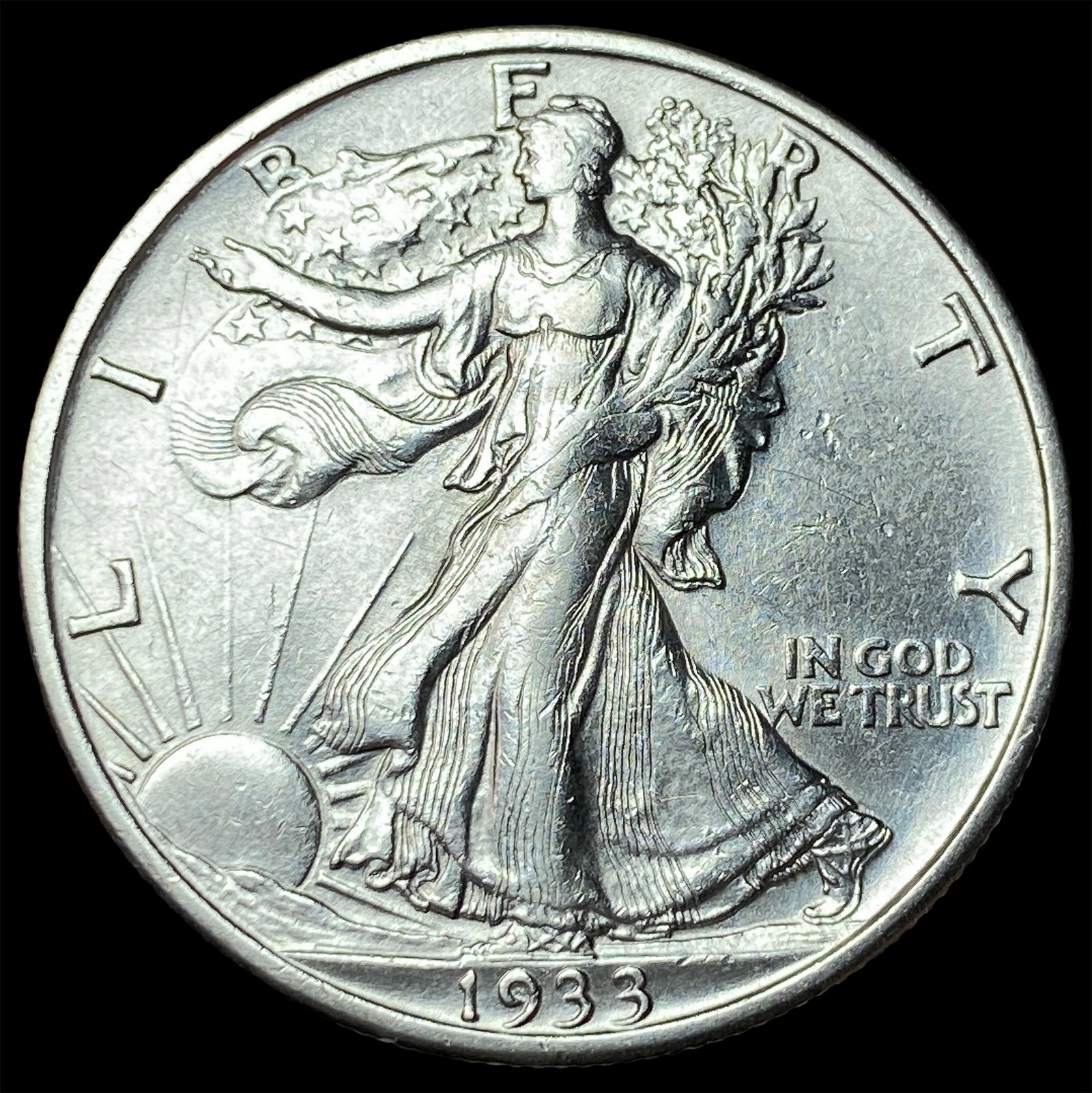 1933-S Silver Walking Liberty Half Dollar CLOSELY UNCIRCULATED (1 of 2)