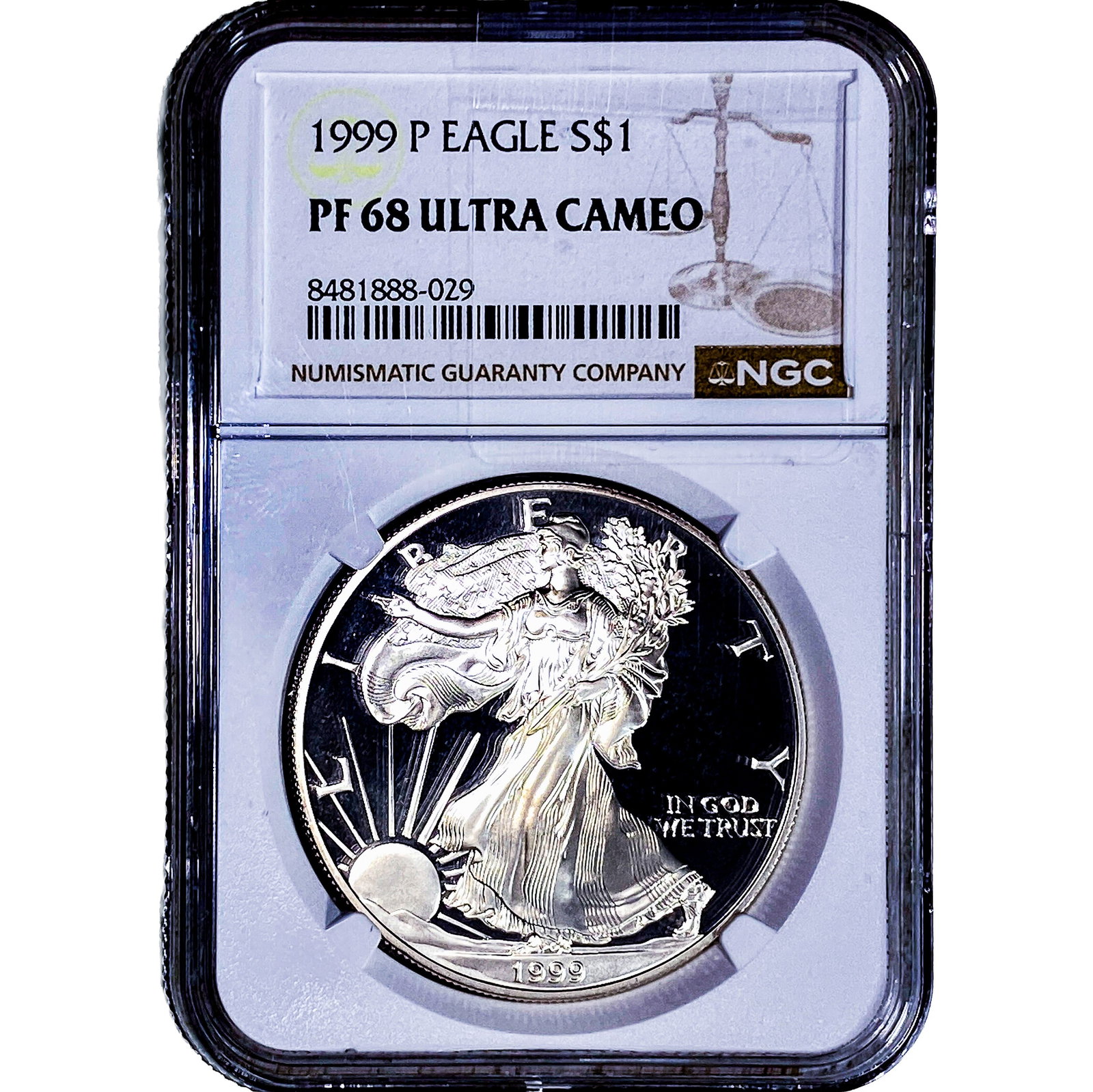1999-P Silver Eagle NGC PF68 Ultra Cameo: 1999-P Silver Eagle NGC PF68 Ultra Cameo