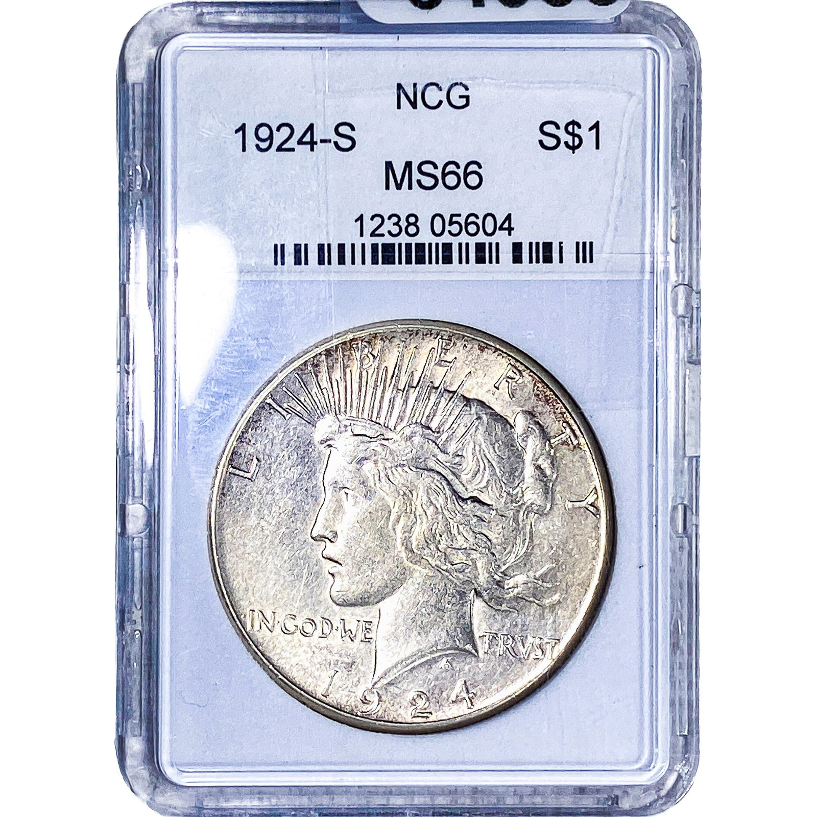 1924-S Silver Peace Dollar NCG MS66: 1924-S Silver Peace Dollar NCG MS66