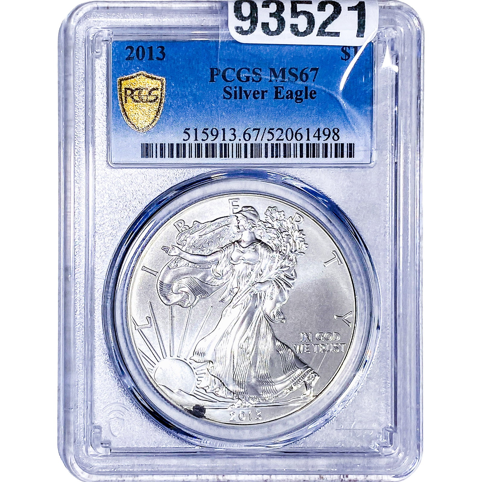 2013 Silver Eagle PCGS MS67: 2013 Silver Eagle PCGS MS67