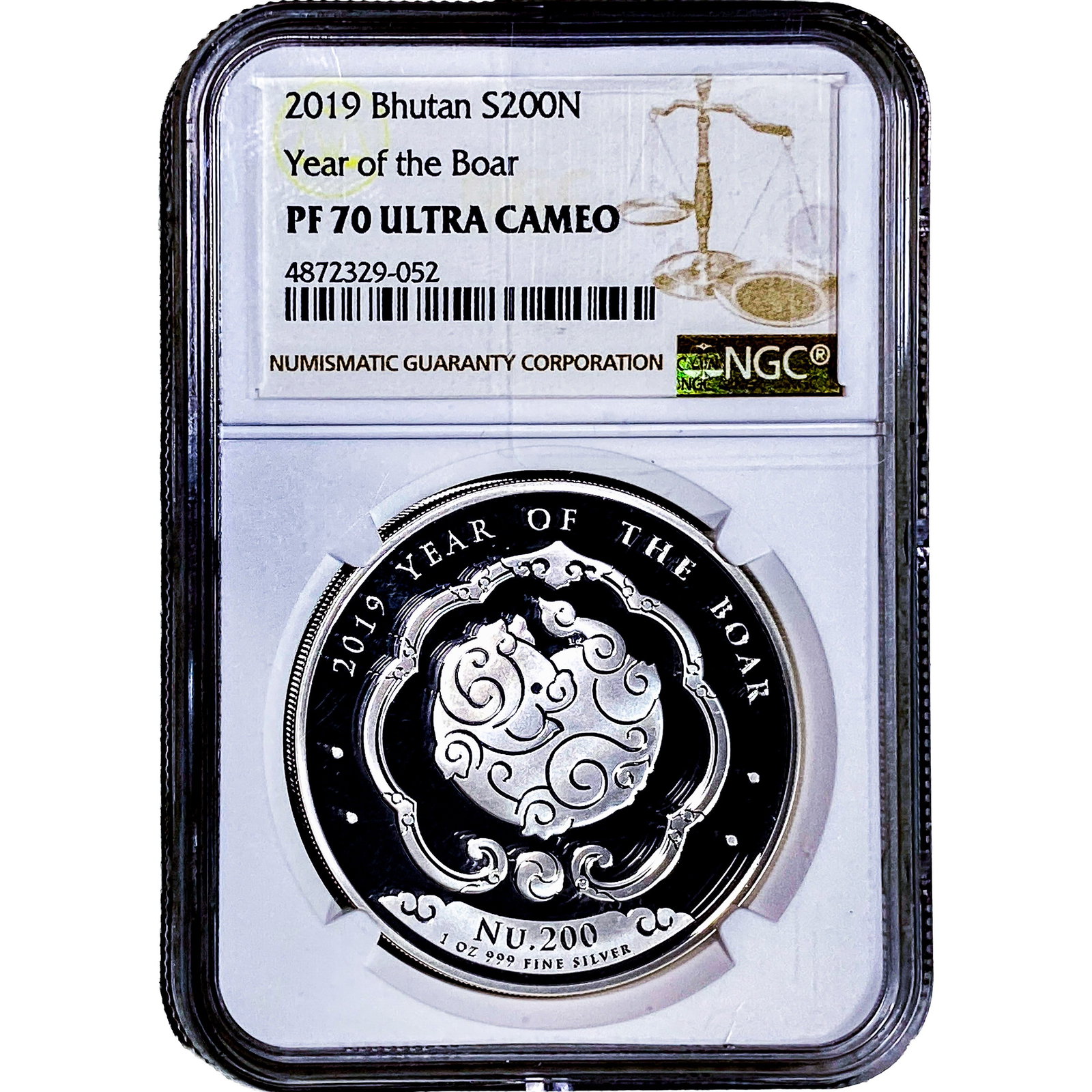 2019 Bhutan 1oz Silver 200 Nu Year of the Boar NGC PF70 Ultra Cameo (1 of 2)