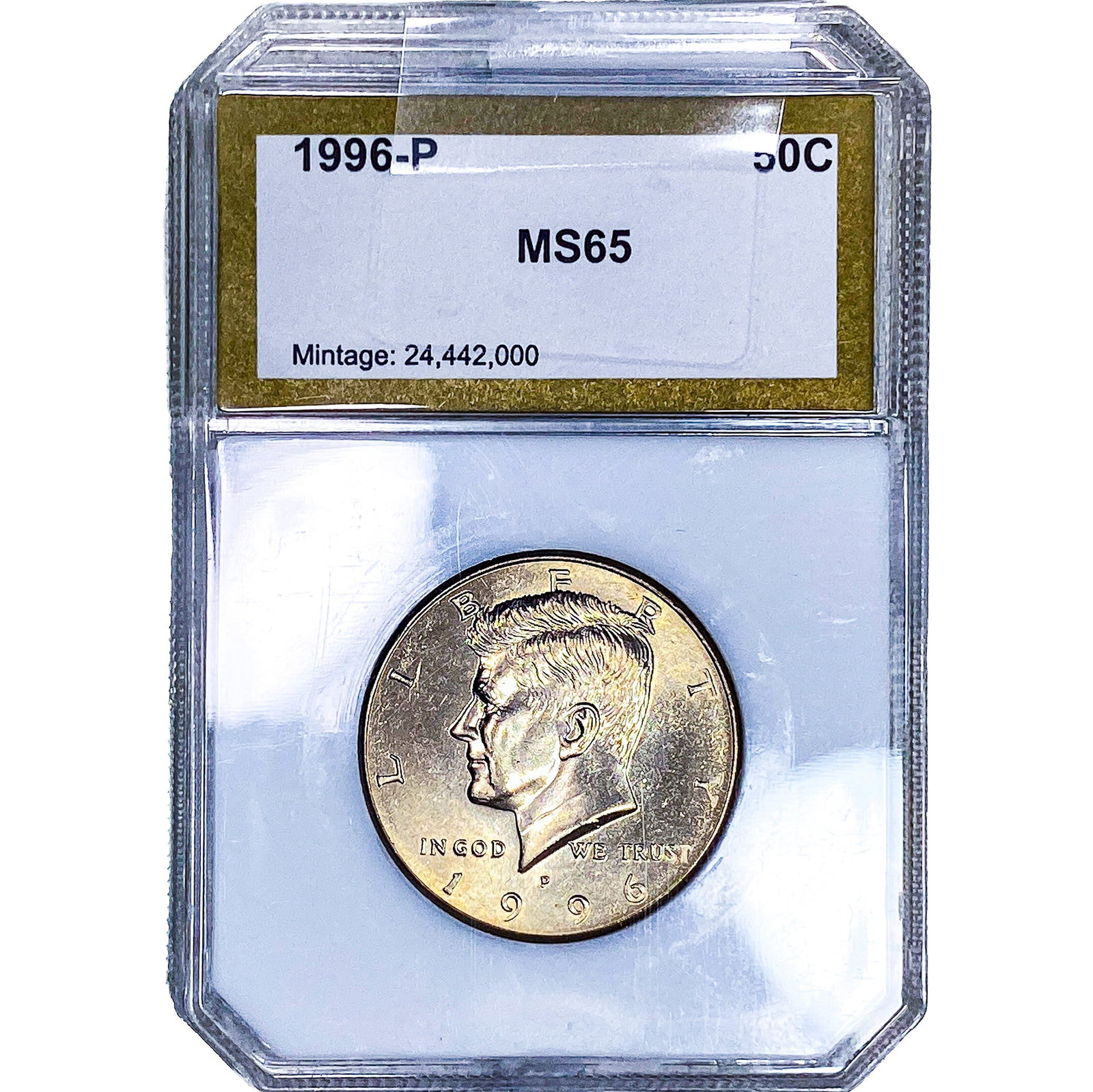 1996-P Kennedy Half Dollar PCI MS65: 1996-P Kennedy Half Dollar PCI MS65