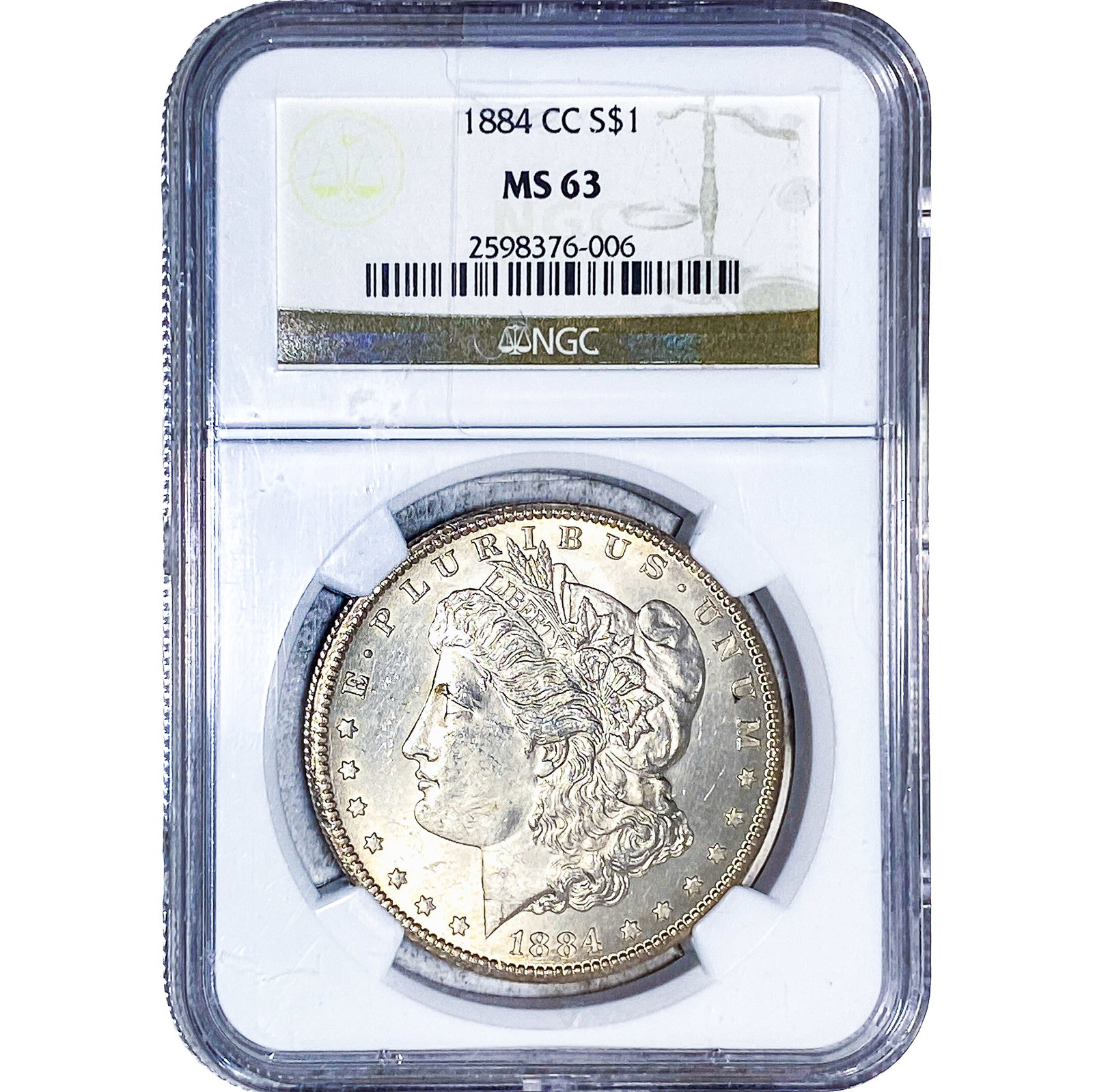1884-CC Morgan Silver Dollar NGC MS63: 1884-CC Morgan Silver Dollar NGC MS63