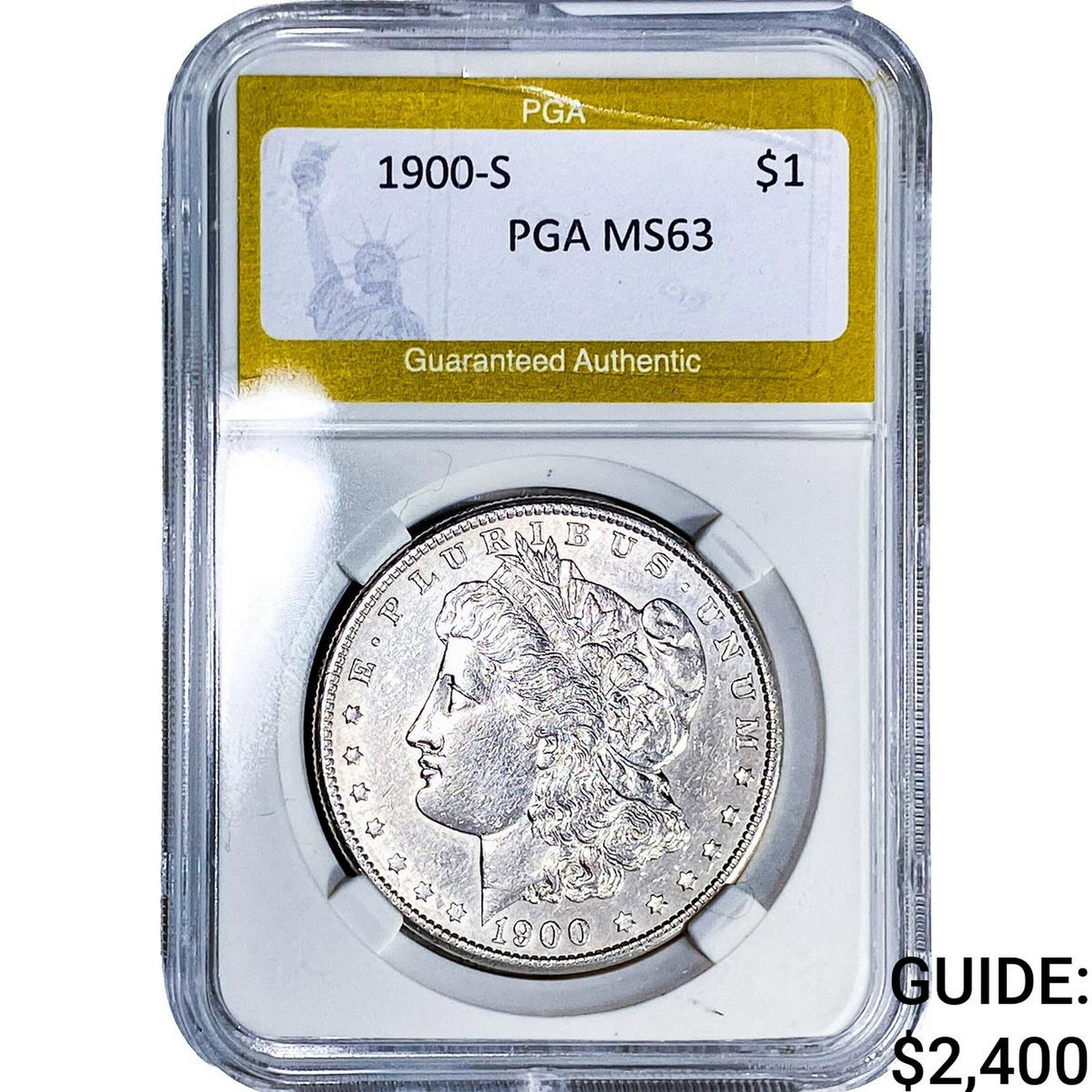 1900-S Morgan Silver Dollar PGA MS63: 1900-S Morgan Silver Dollar PGA MS63