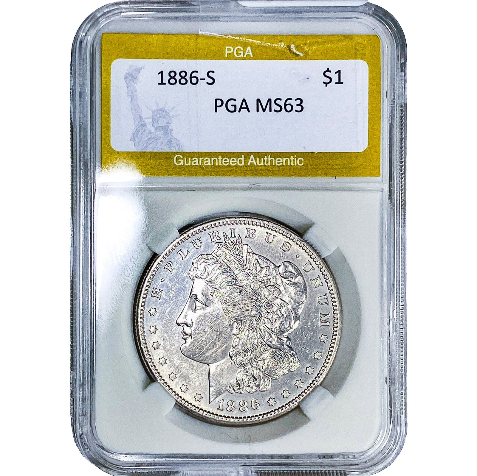 1886-S Morgan Silver Dollar PGA MS63: 1886-S Morgan Silver Dollar PGA MS63