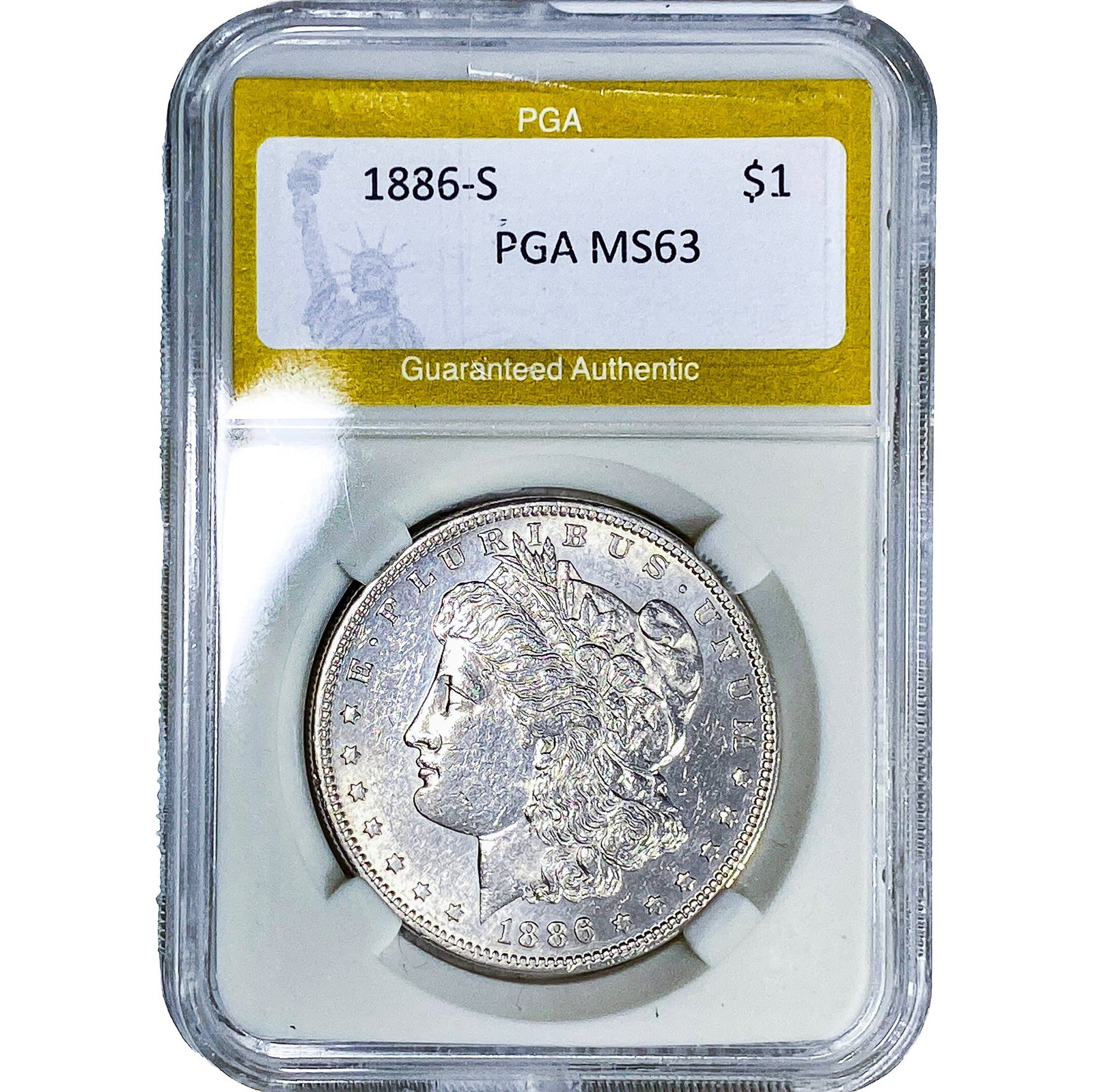 1886-S Morgan Silver Dollar PGA MS63: 1886-S Morgan Silver Dollar PGA MS63