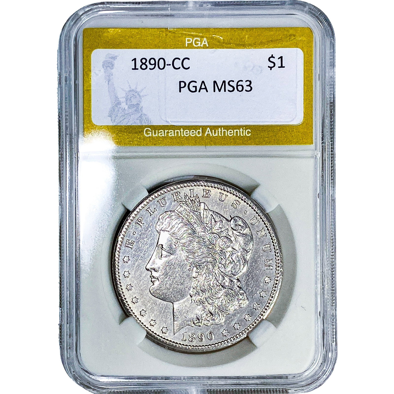 1890-CC Morgan Silver Dollar PGA MS63: 1890-CC Morgan Silver Dollar PGA MS63
