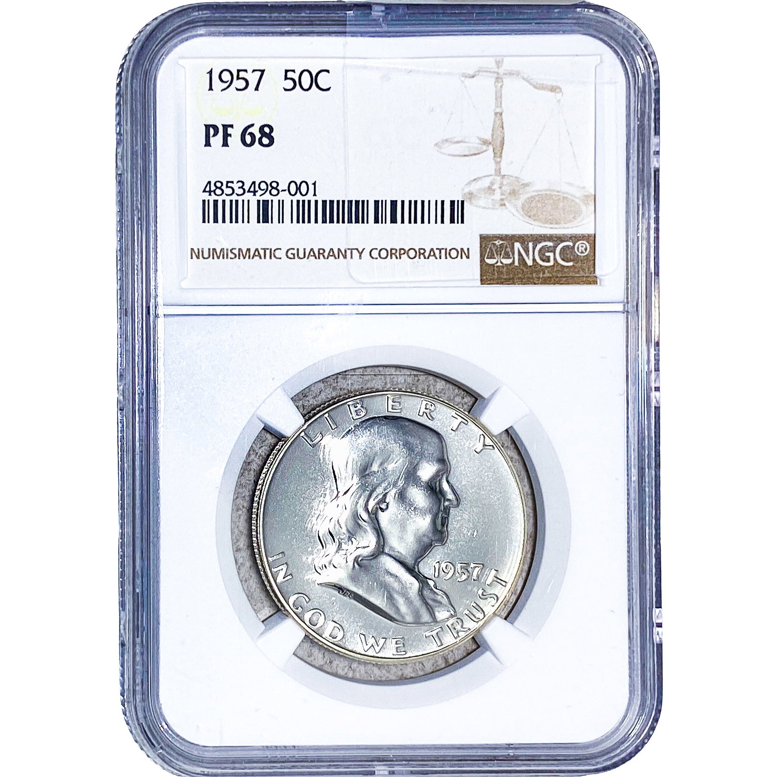 1957 Franklin Half Dollar NGC PF68: 1957 Franklin Half Dollar NGC PF68