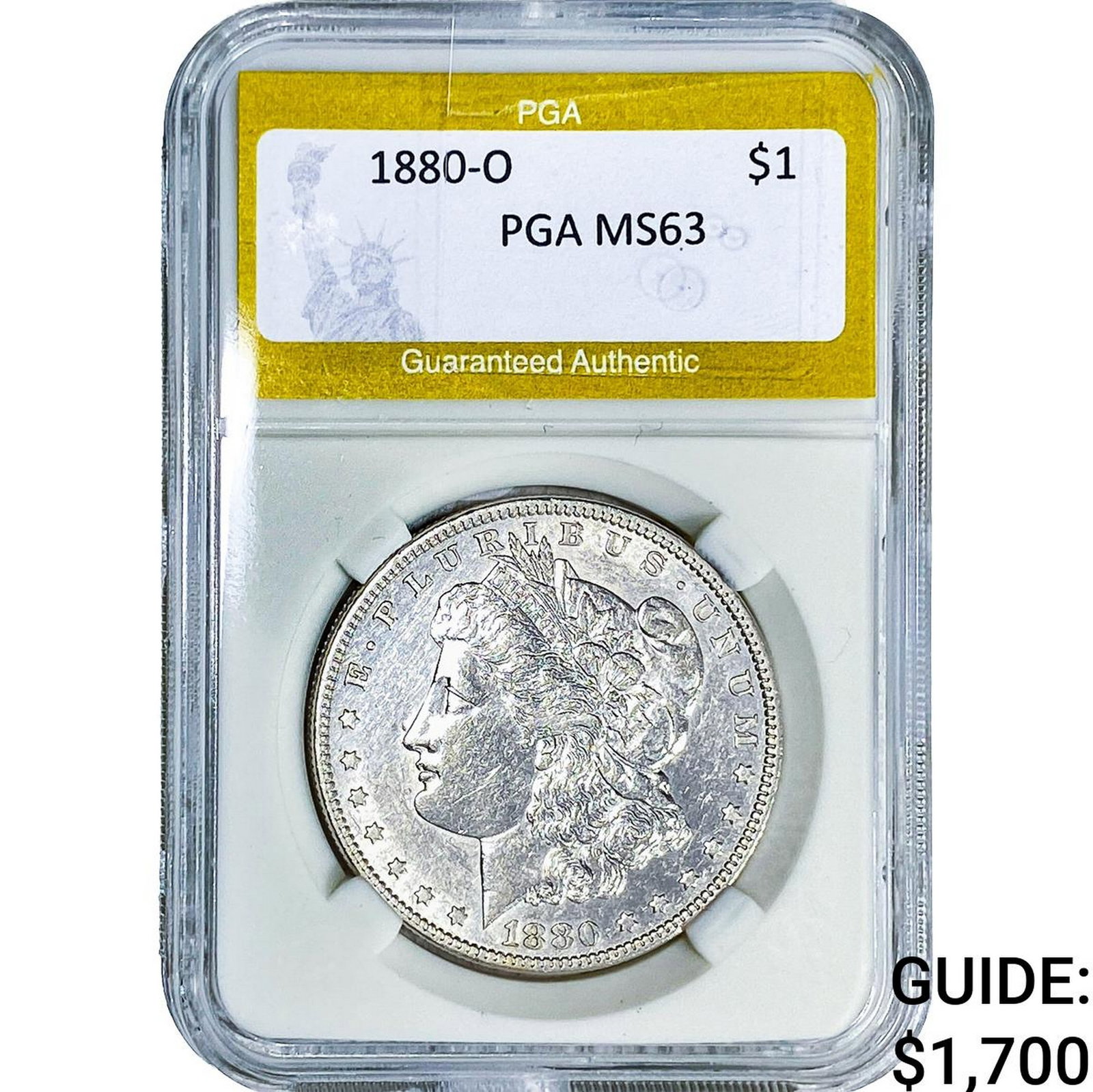 1880-O Morgan Silver Dollar PGA MS63: 1880-O Morgan Silver Dollar PGA MS63