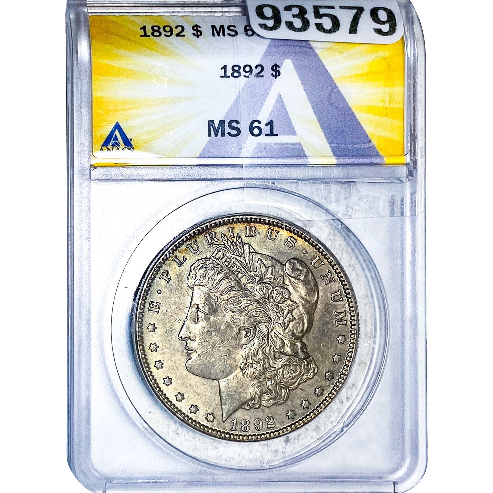 1892 Morgan Silver Dollar ANACS MS61: 1892 Morgan Silver Dollar ANACS MS61