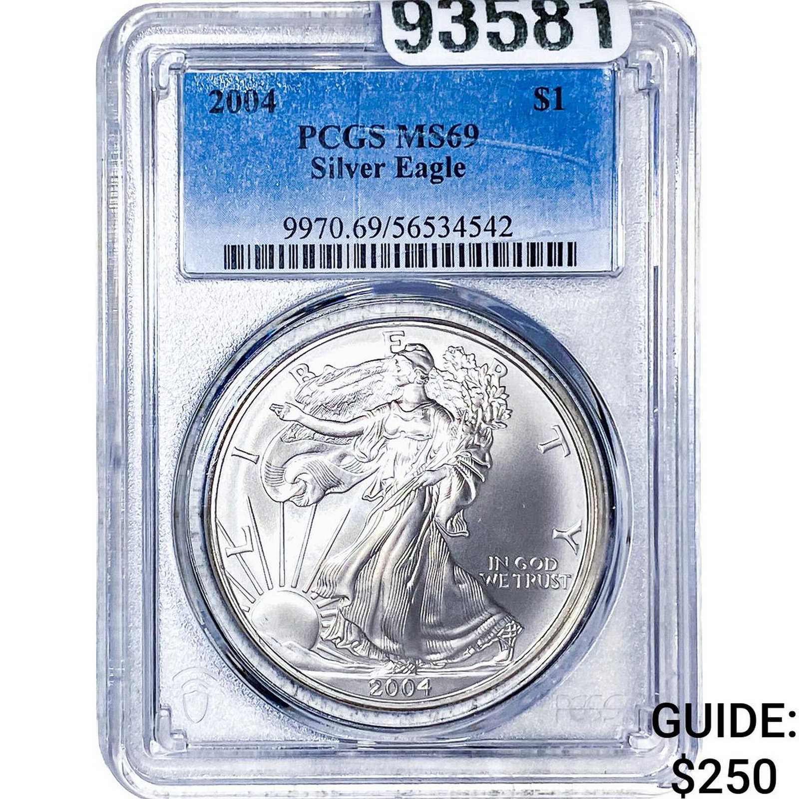 2004 Silver Eagle PCGS MS69: 2004 Silver Eagle PCGS MS69