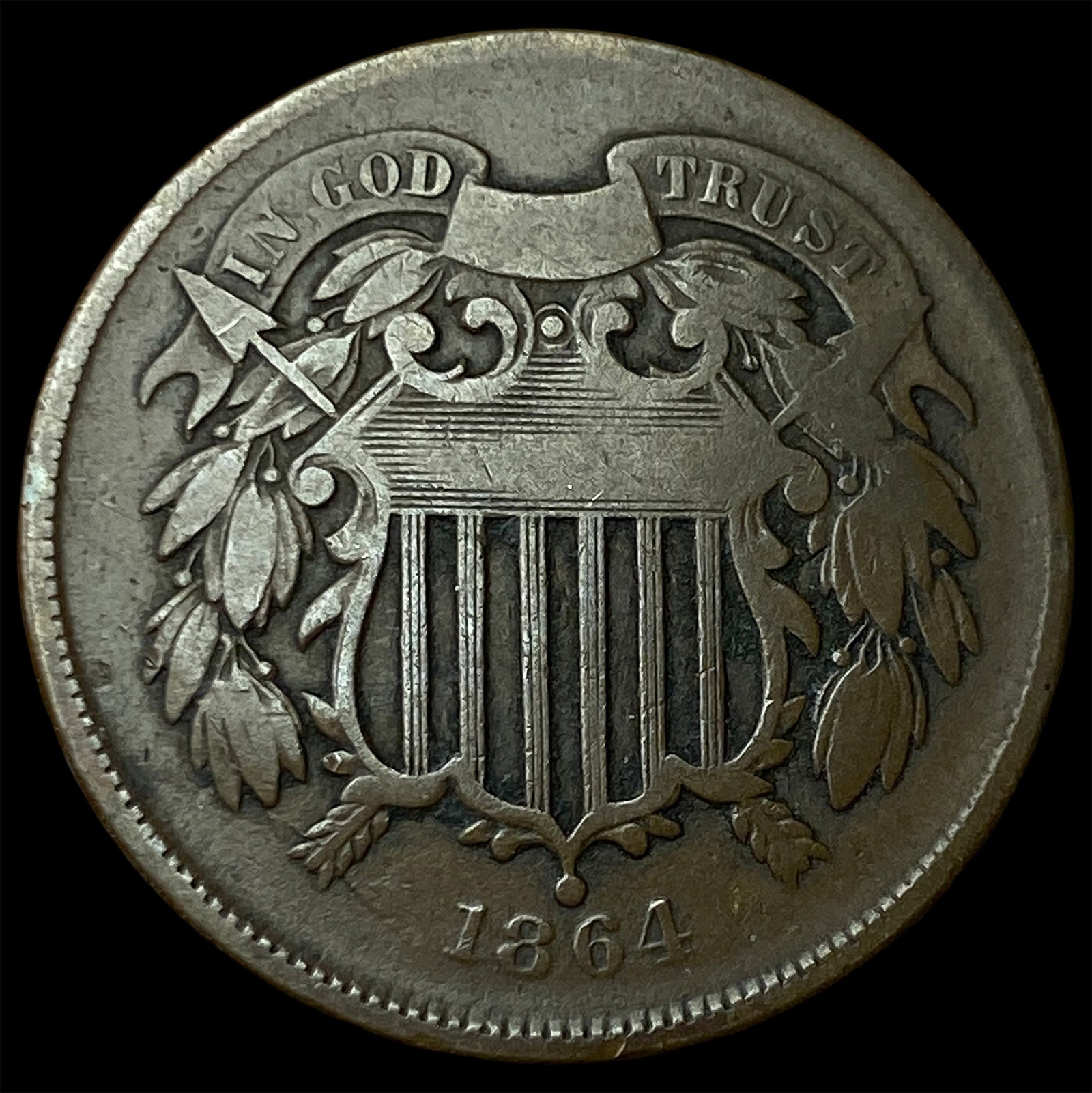 1864 Copper Two-Cent Piece LIGHTLY CIRCULATED (1 of 2)