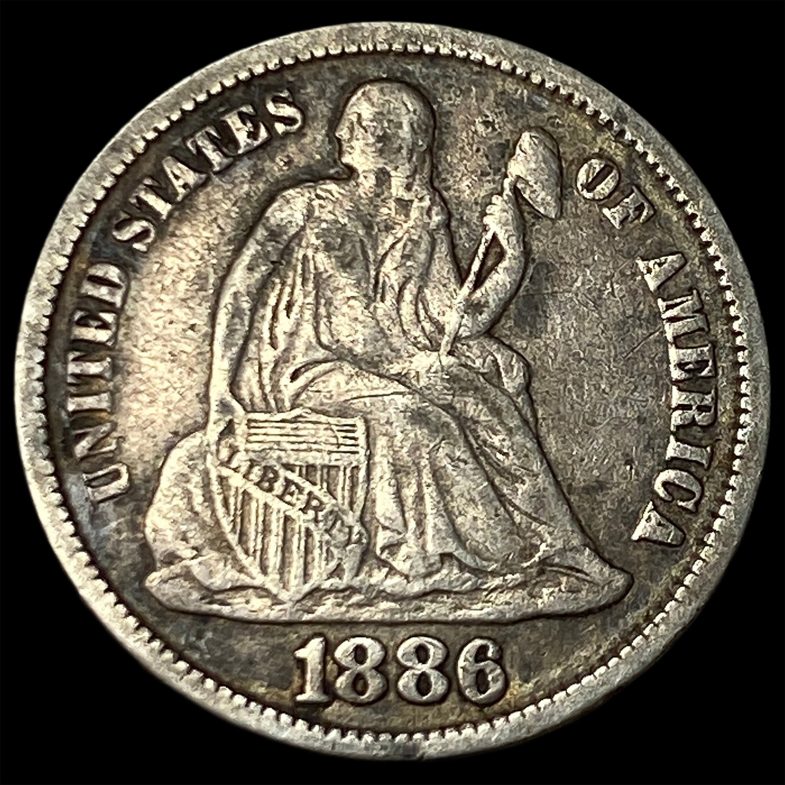 1886 Seated Liberty Dime NEARLY UNCIRCULATED: 1886 Seated Liberty Dime NEARLY UNCIRCULATED