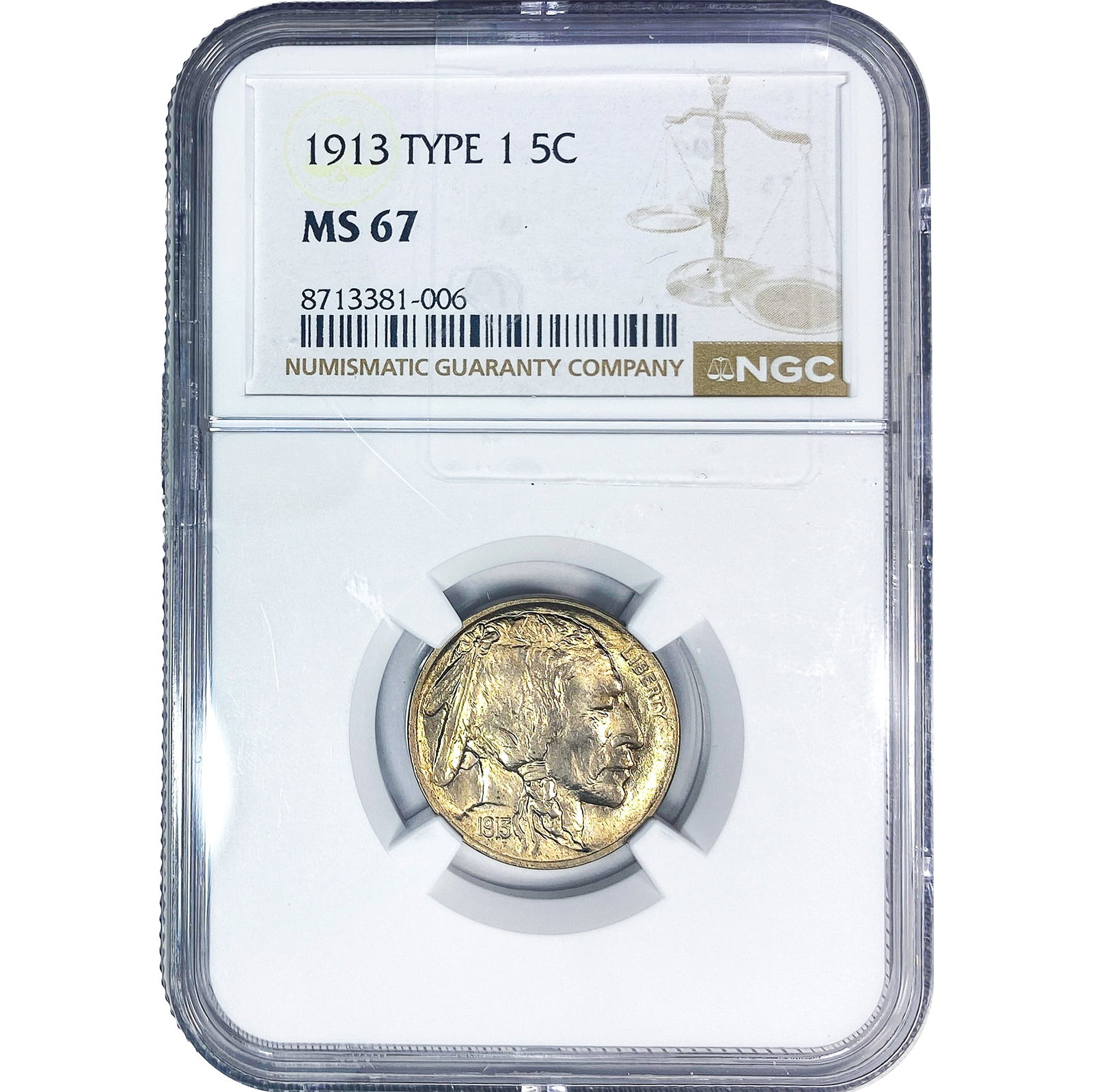 1913 Buffalo Nickel NGC MS67 Type 1: 1913 Buffalo Nickel NGC MS67 Type 1