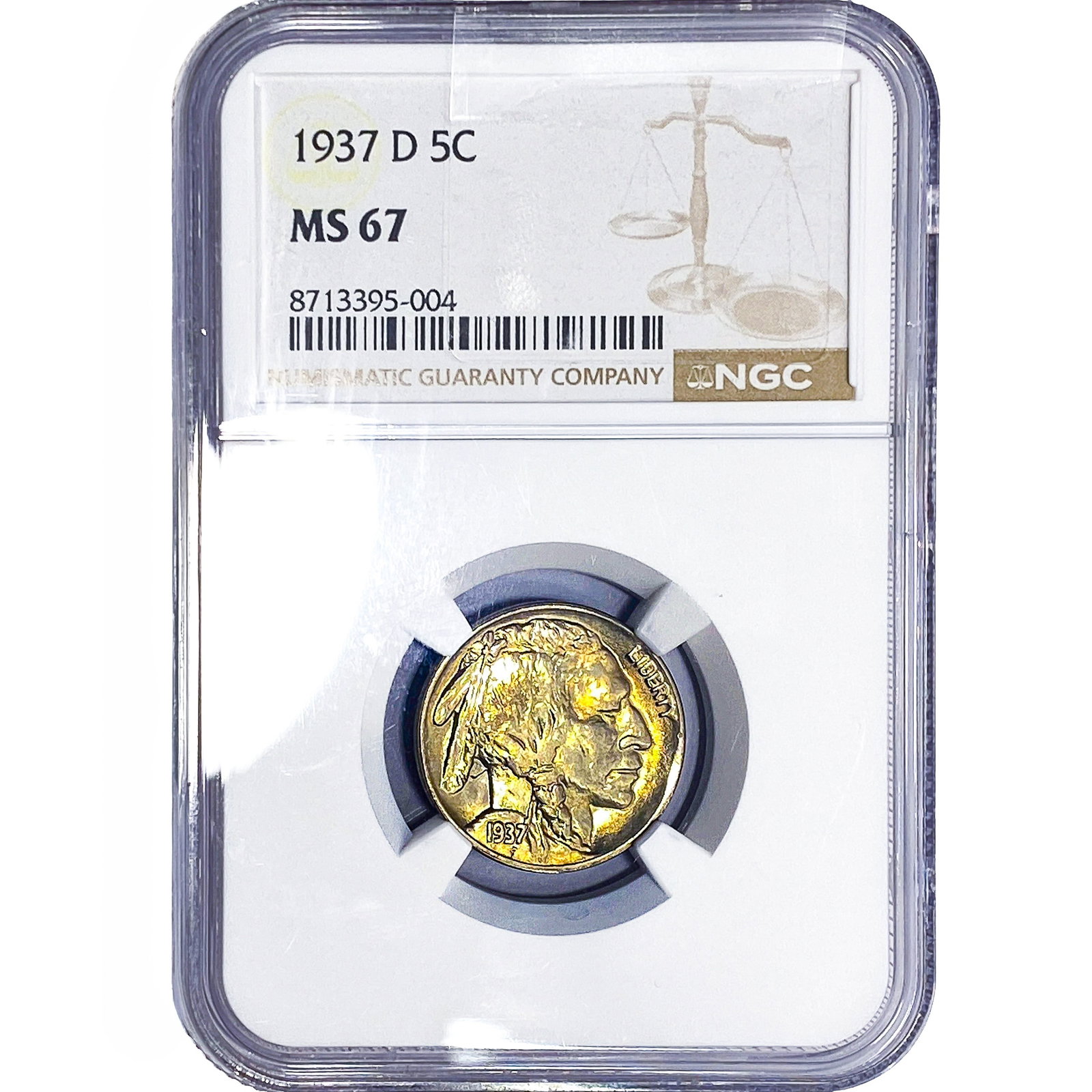 1937-D Buffalo Nickel NGC MS67: 1937-D Buffalo Nickel NGC MS67