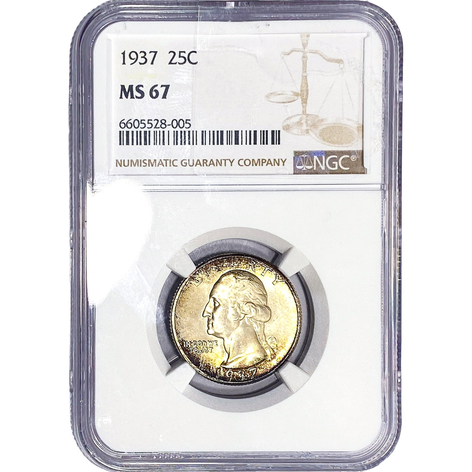 1937 Washington Silver Quarter NGC MS67: 1937 Washington Silver Quarter NGC MS67